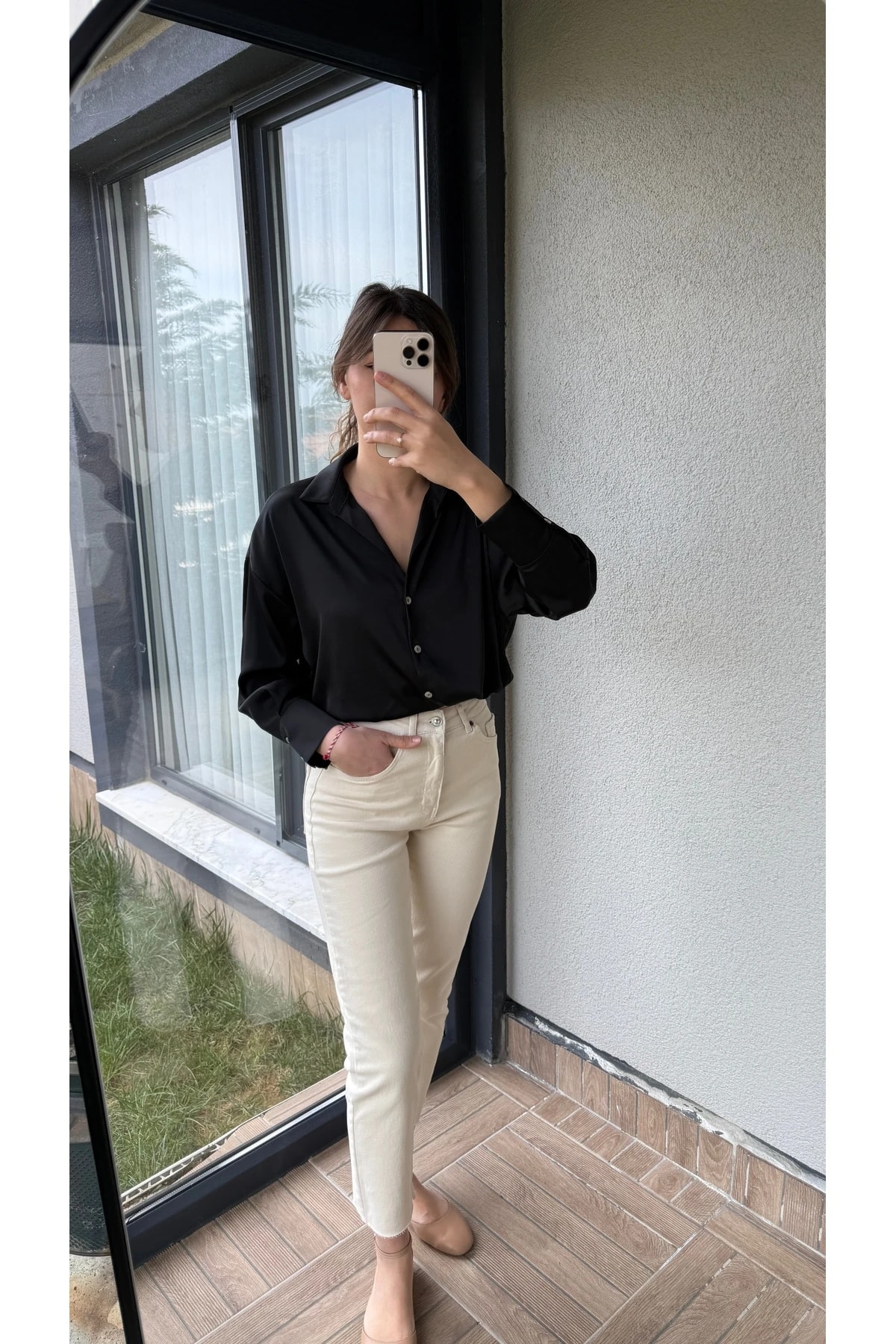 Saten Gömlek - Siyah