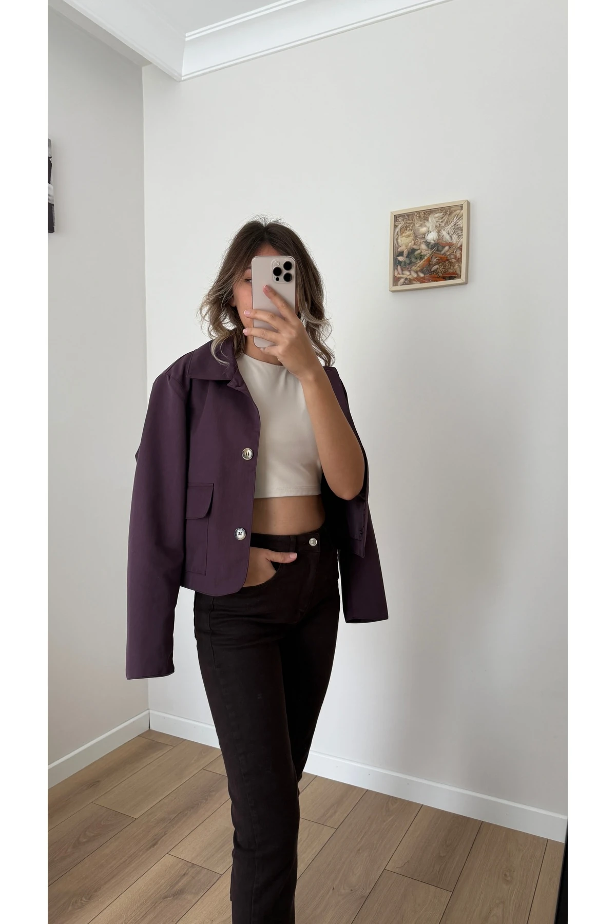 Gabardin Ceket - Mürdüm