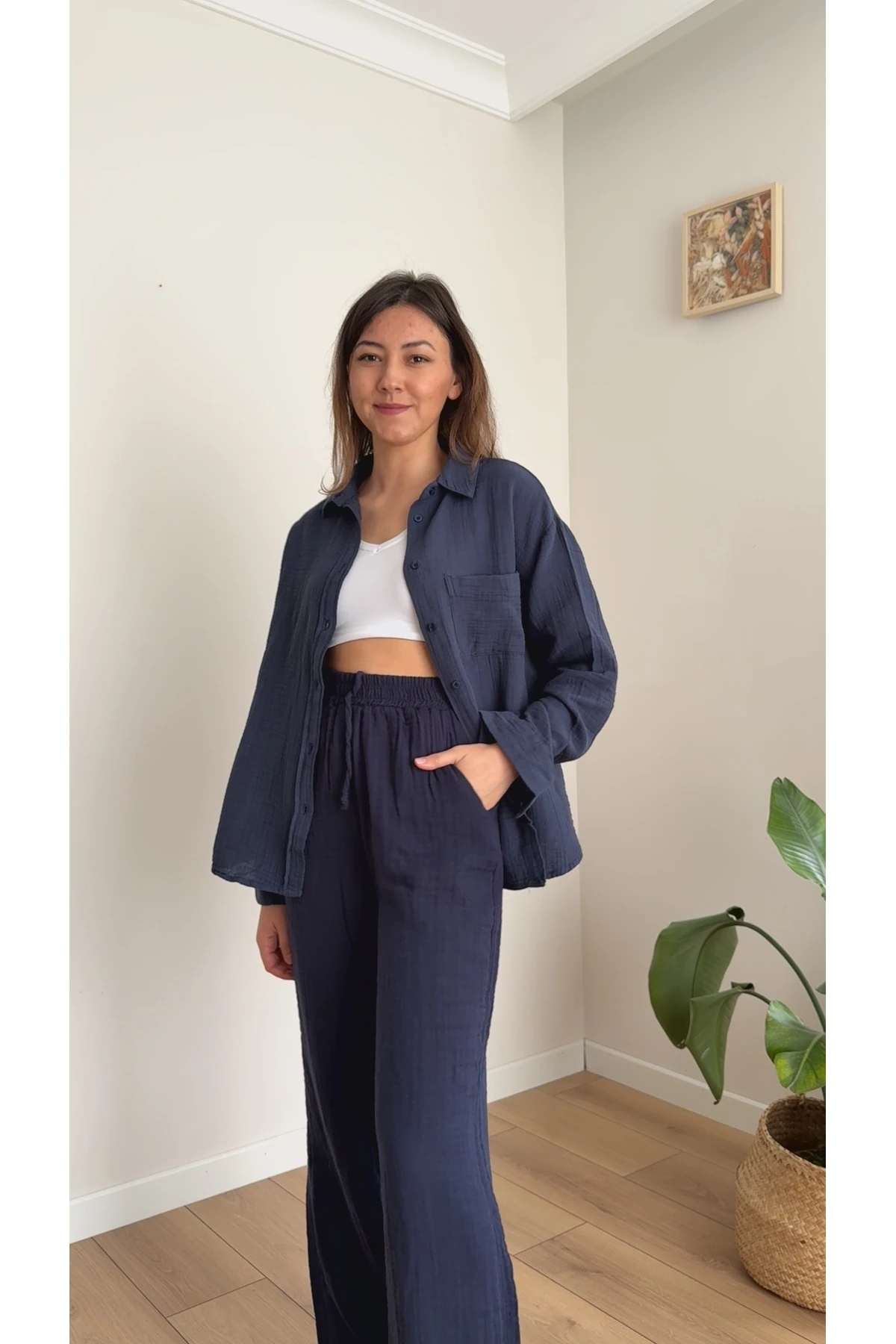 Müslin Gömlek - Lacivert