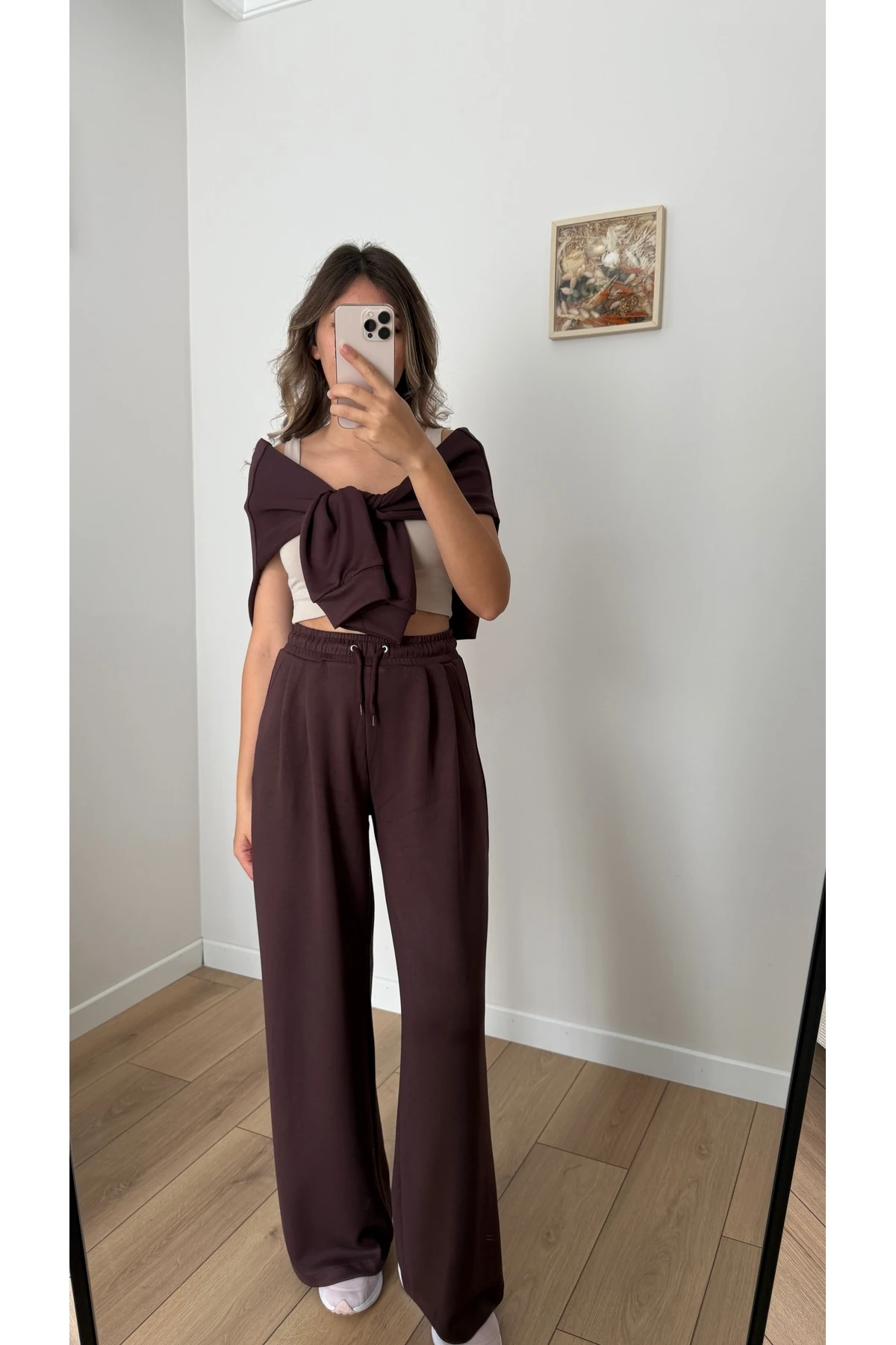 Fermuar Detaylı Eşofman Takımı - Kahverengi