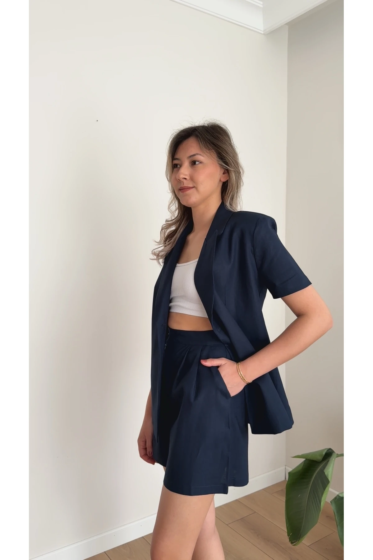 Premium Ceket Şort Takım - Lacivert