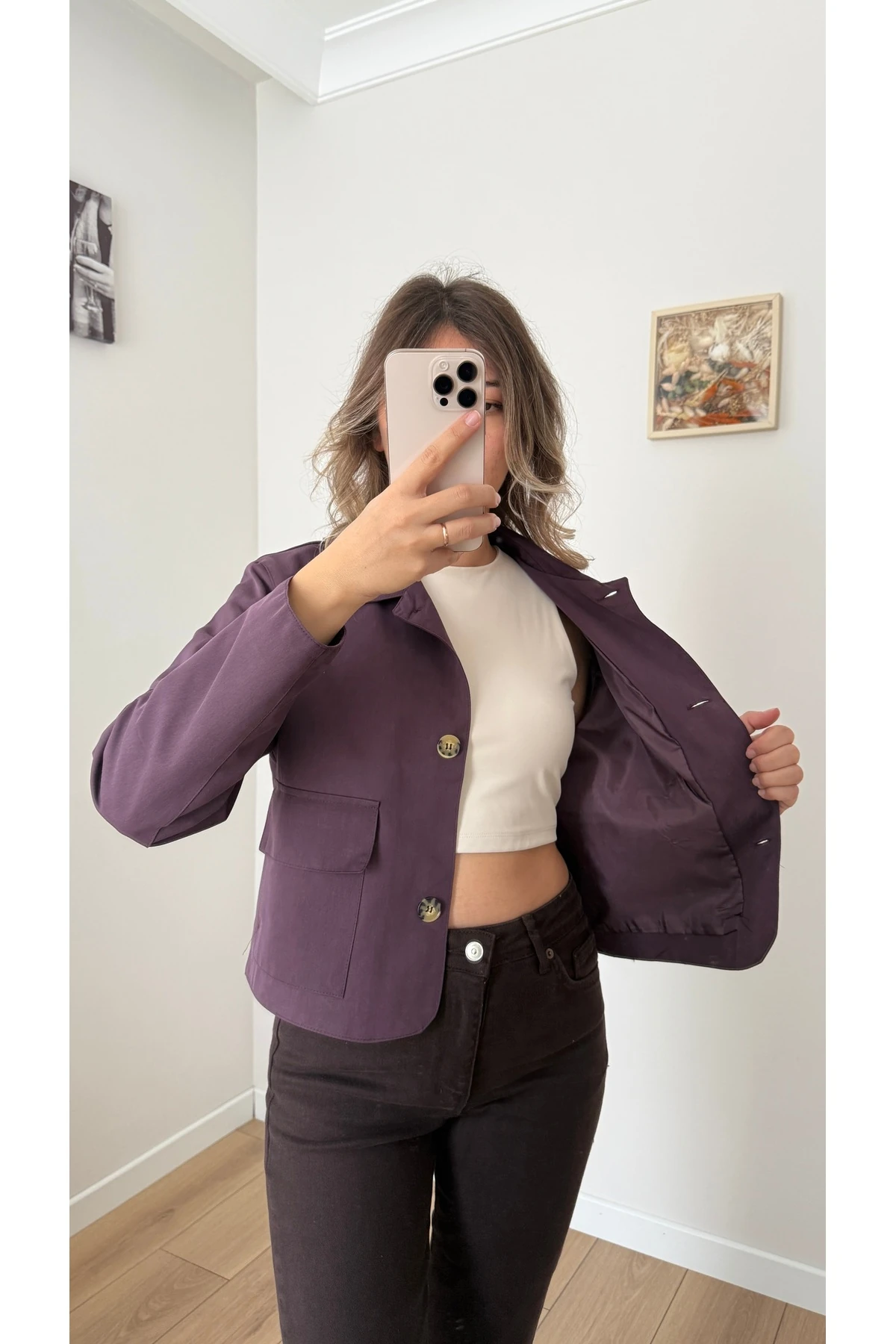 Gabardin Ceket - Mürdüm