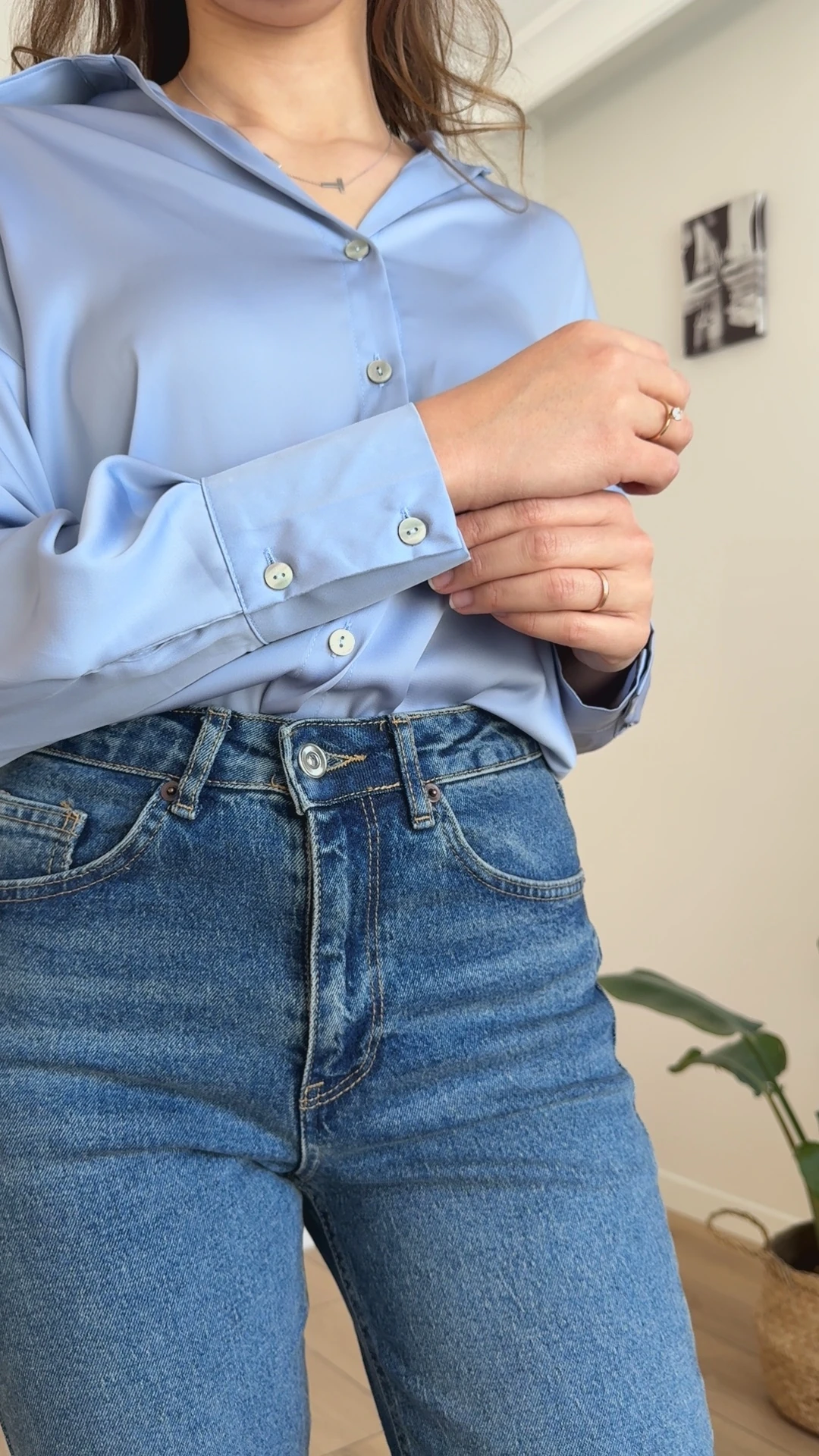 Saten Gömlek - Bebe Mavi