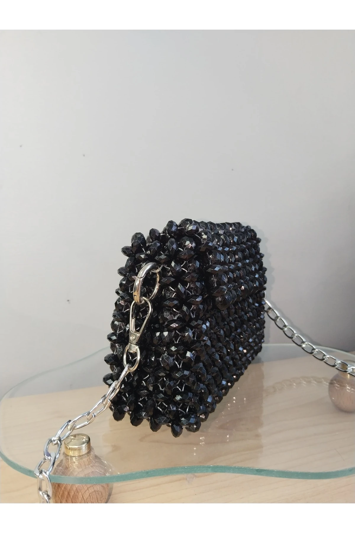 Siyah Akrilik Boncuk Çanta