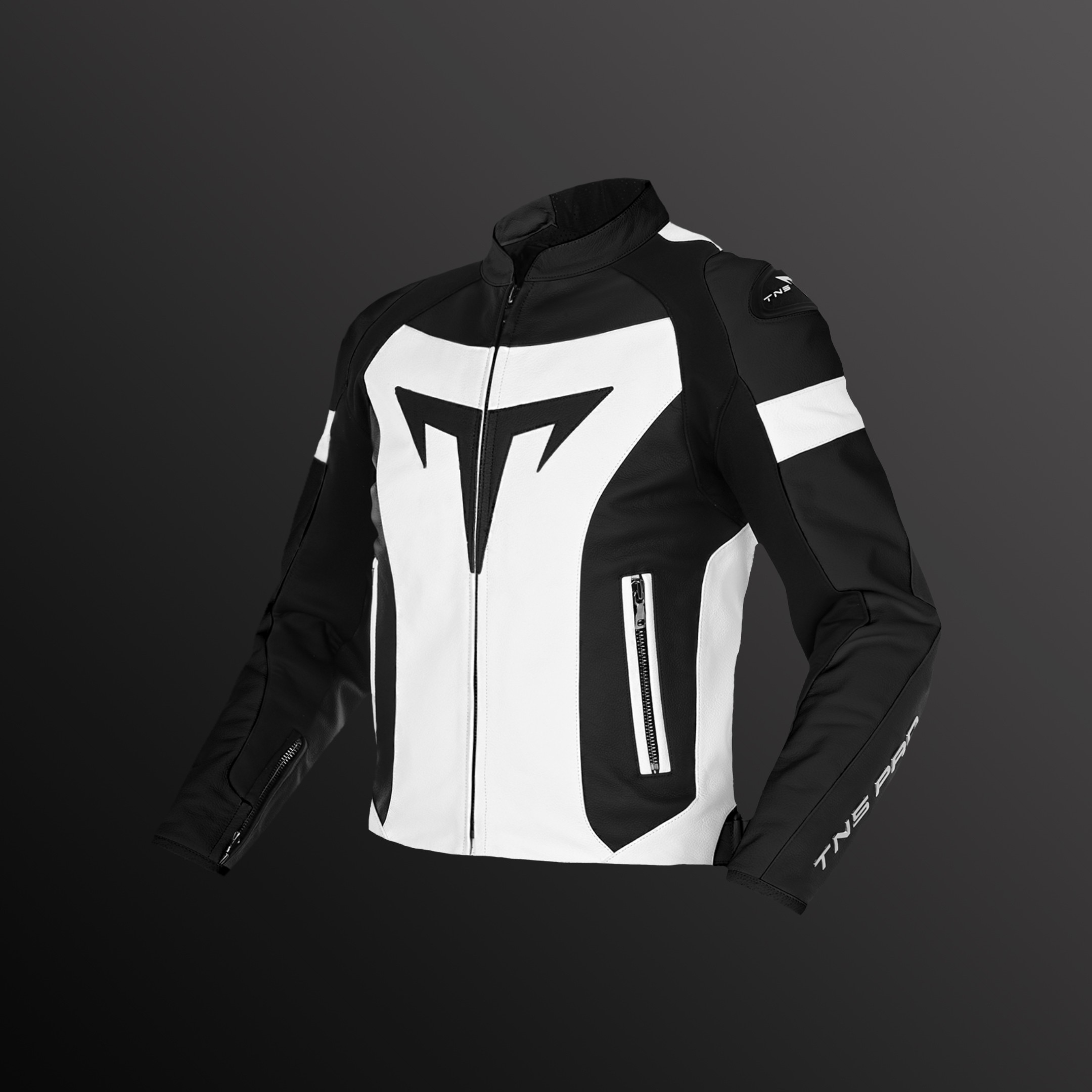TNS PRO Super Collection White Black Deri Motorcu Montu