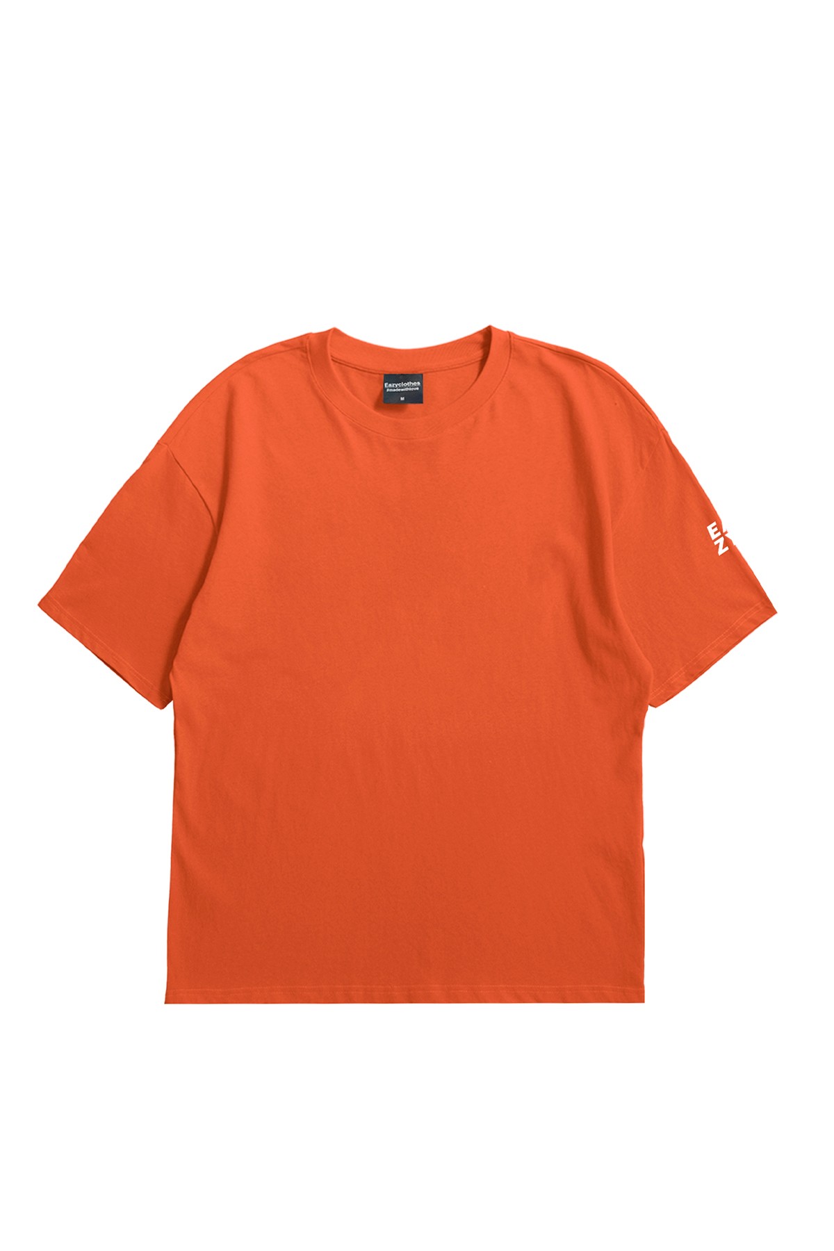 EAZY Unisex Oversize Baskılı Kısa Kollu Basic T-Shirt - Kiremit