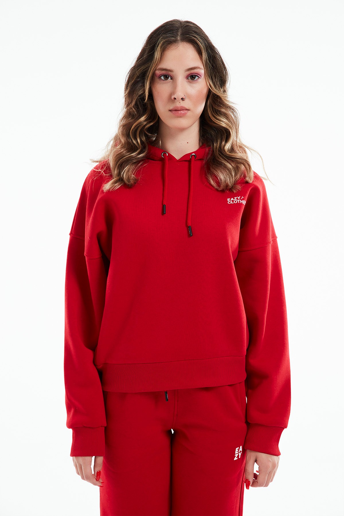 Eazy Kadın Basic Premium Kışlık Eşofman Takım - Kırmızı