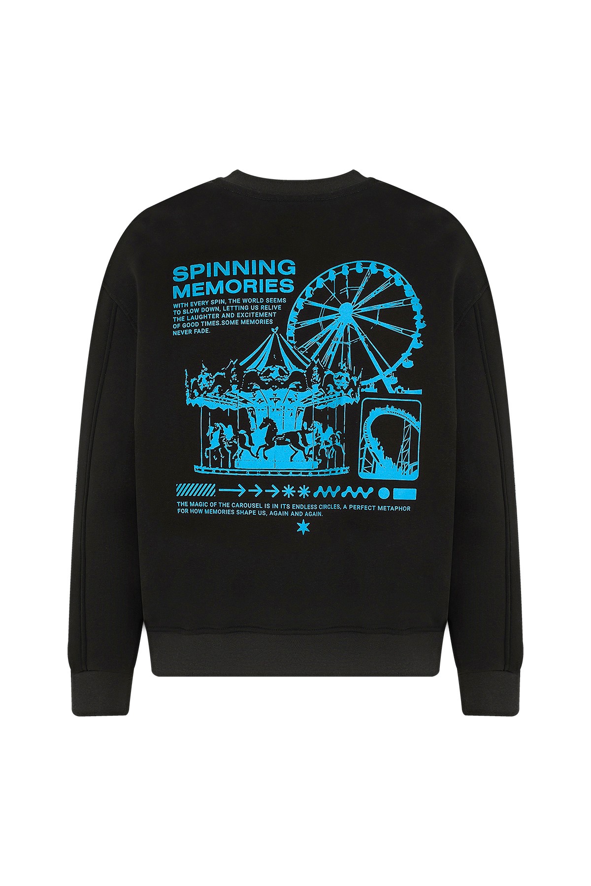 Eazy Spinning Memories Oversize Unisex Bisiklet Yaka Kalın Sweatshirt