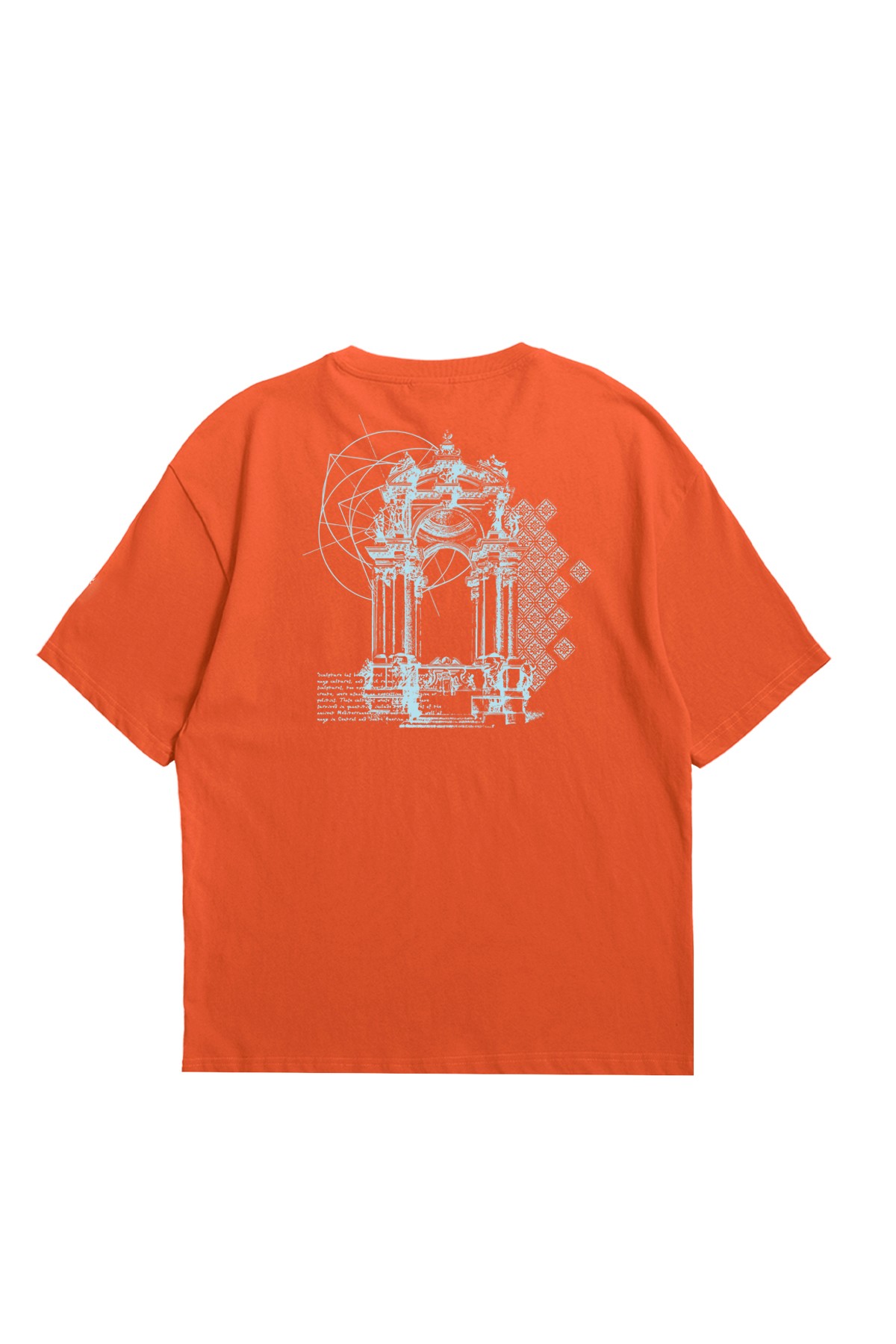 EAZY Ornament Unisex Oversize Baskılı Kısa Kollu T-Shirt - Kiremit