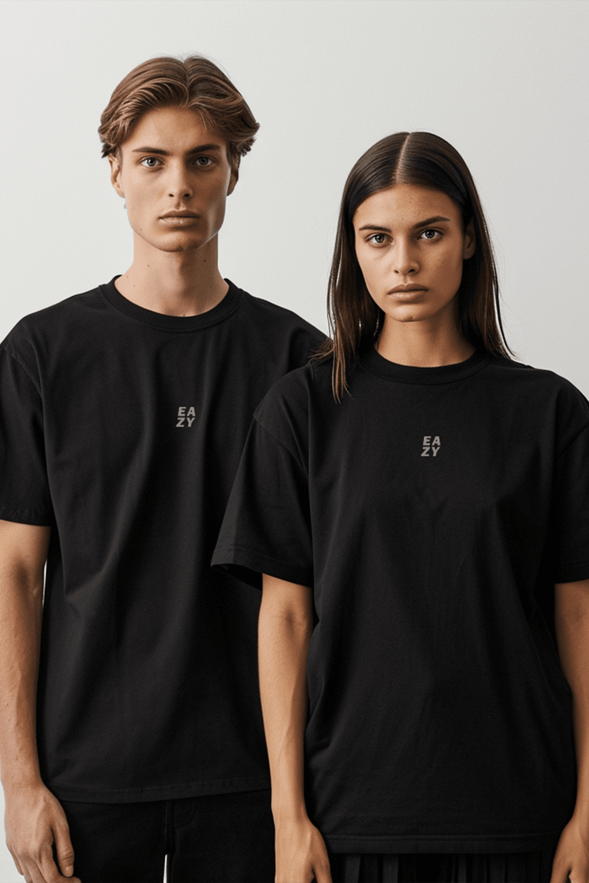 Basic Unisex Kabartma Baskılı Extra Oversize Kısa Kollu T-Shirt - Siyah