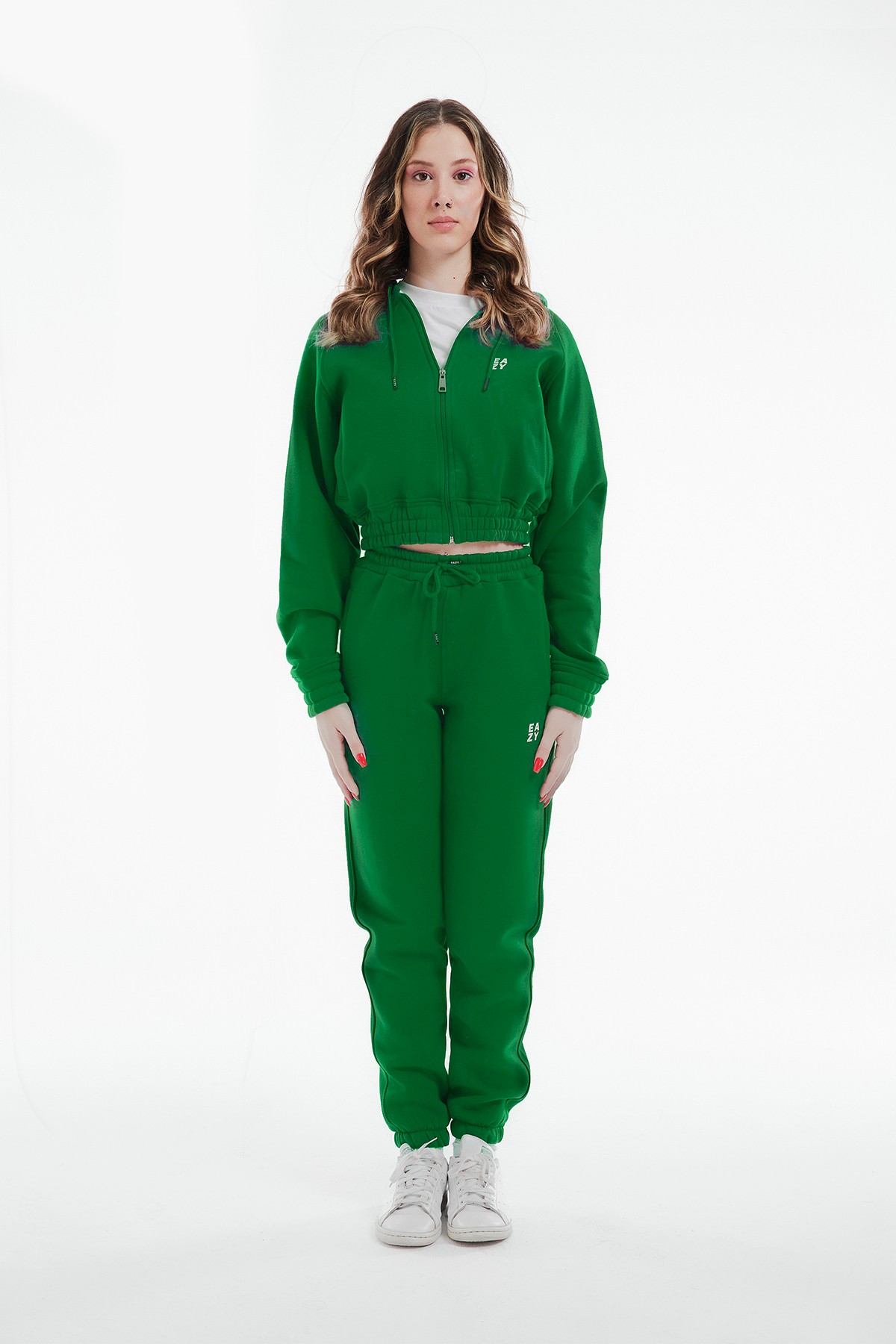 Eazy Kadın Basic Lastikli Premium Kışlık Eşofman Takımı - Yeşil