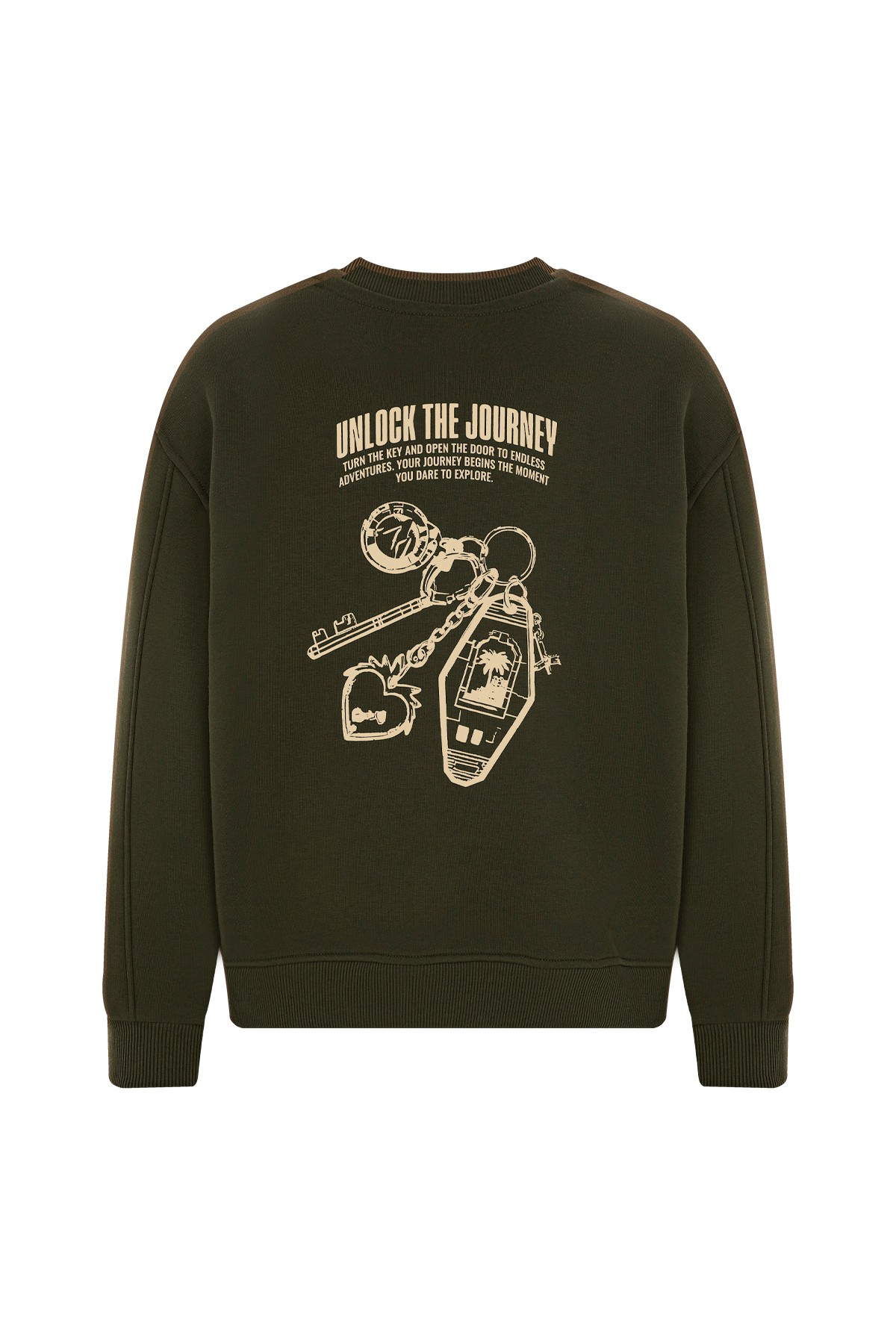 Eazy Unlock the Journey Oversize Unisex Bisiklet Yaka Kalın Sweatshirt