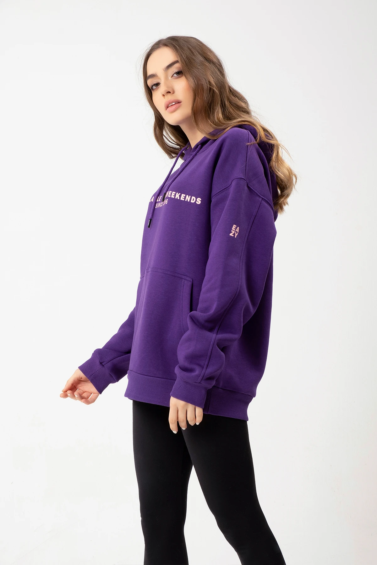 EAZY Available For Weekends Kapüşonlu İçi Polarlı Cepli Unisex Hoodie