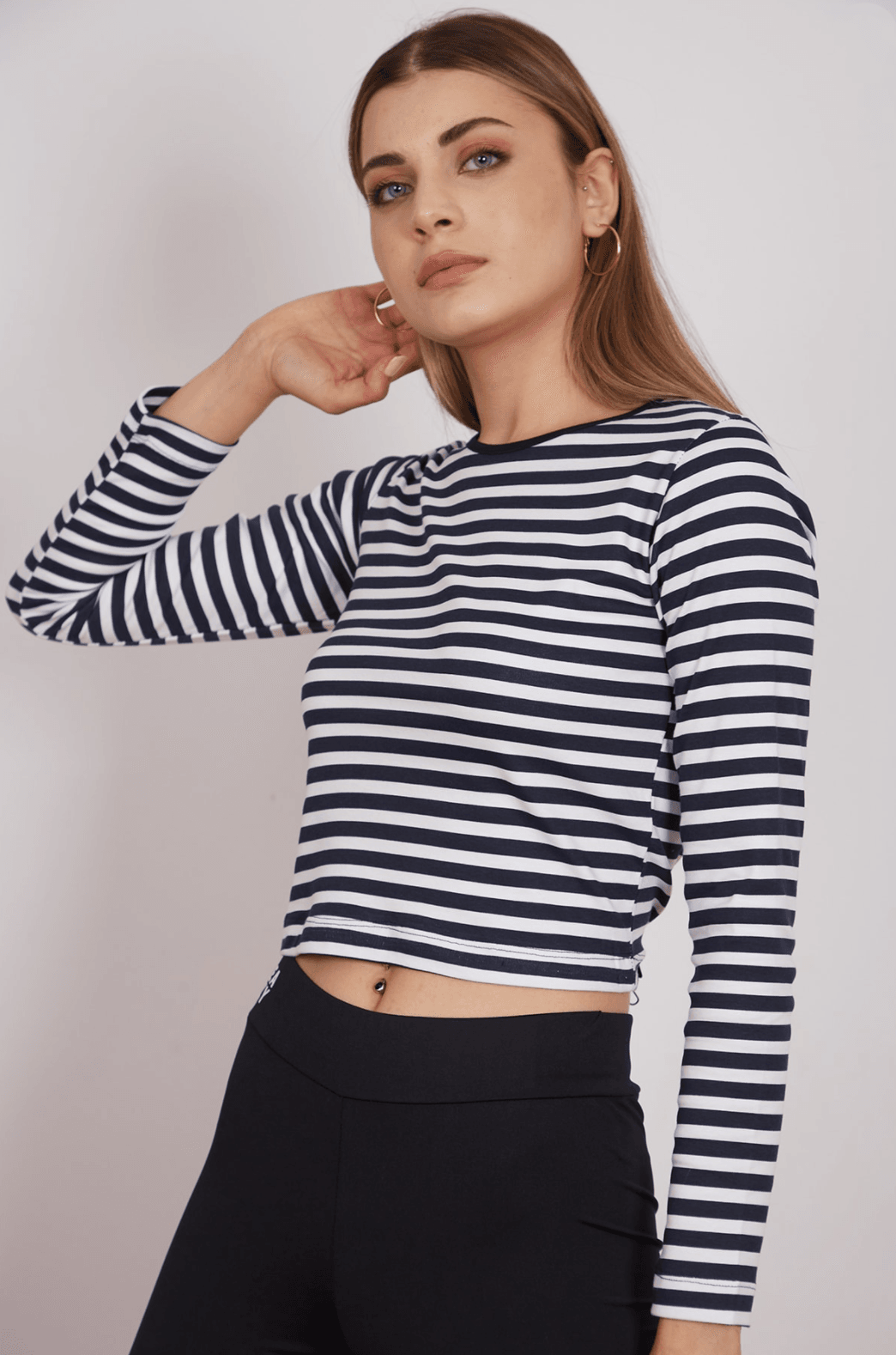 Eazy Çizgili Kadın Crop Top