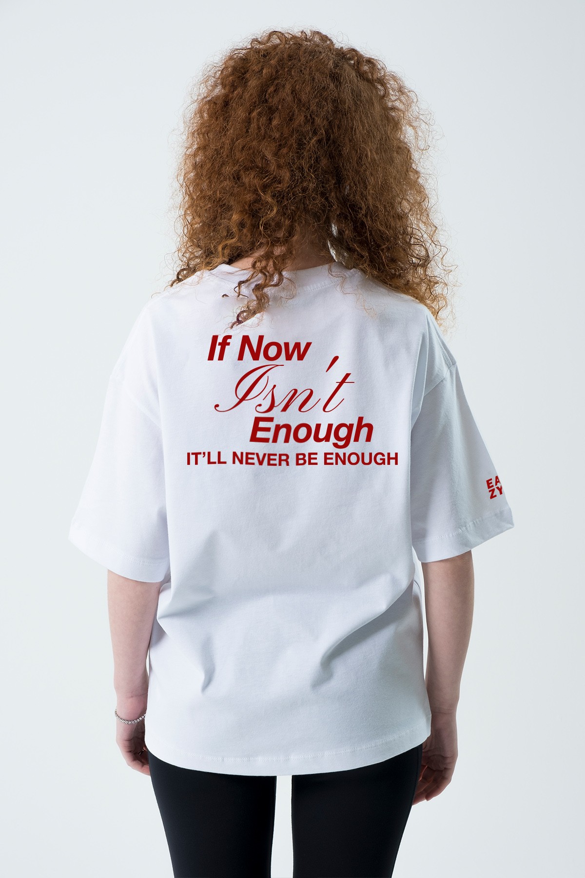 Isn't Enough Unisex Extra Oversize Kabartma Baskılı Kısa Kollu T-Shirt - Beyaz