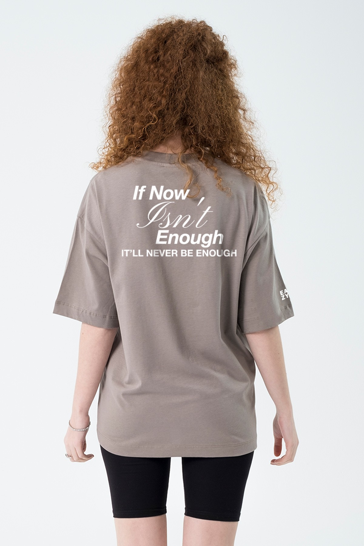 Isn't Enough Unisex Extra Oversize Kabartma Baskılı Kısa Kollu T-Shirt - Taş Gri