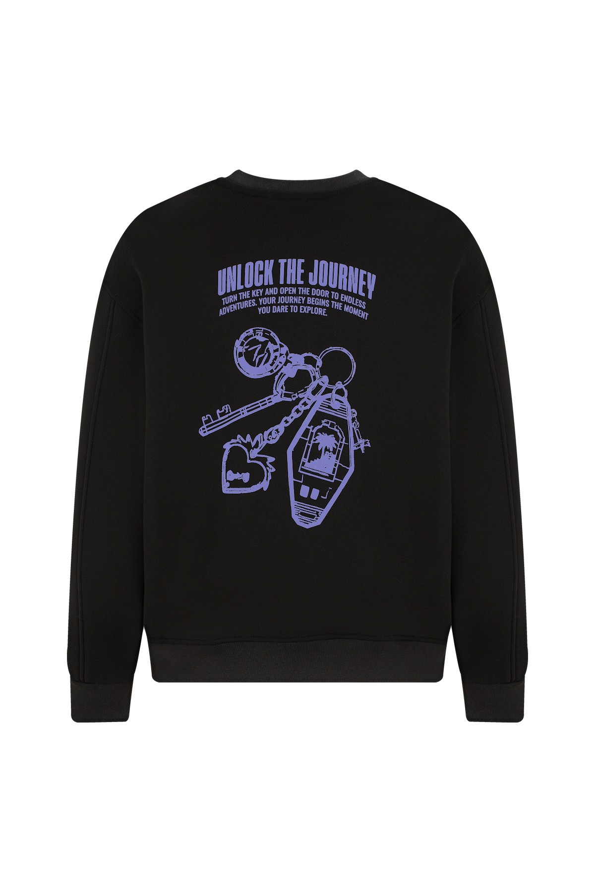 Eazy Unlock the Journey Oversize Unisex Bisiklet Yaka Kalın Sweatshirt