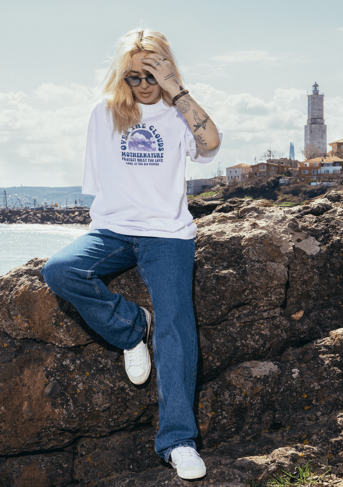 EAZY Cloud Unisex Extra Oversize Baskılı Kısa Kollu T-Shirt