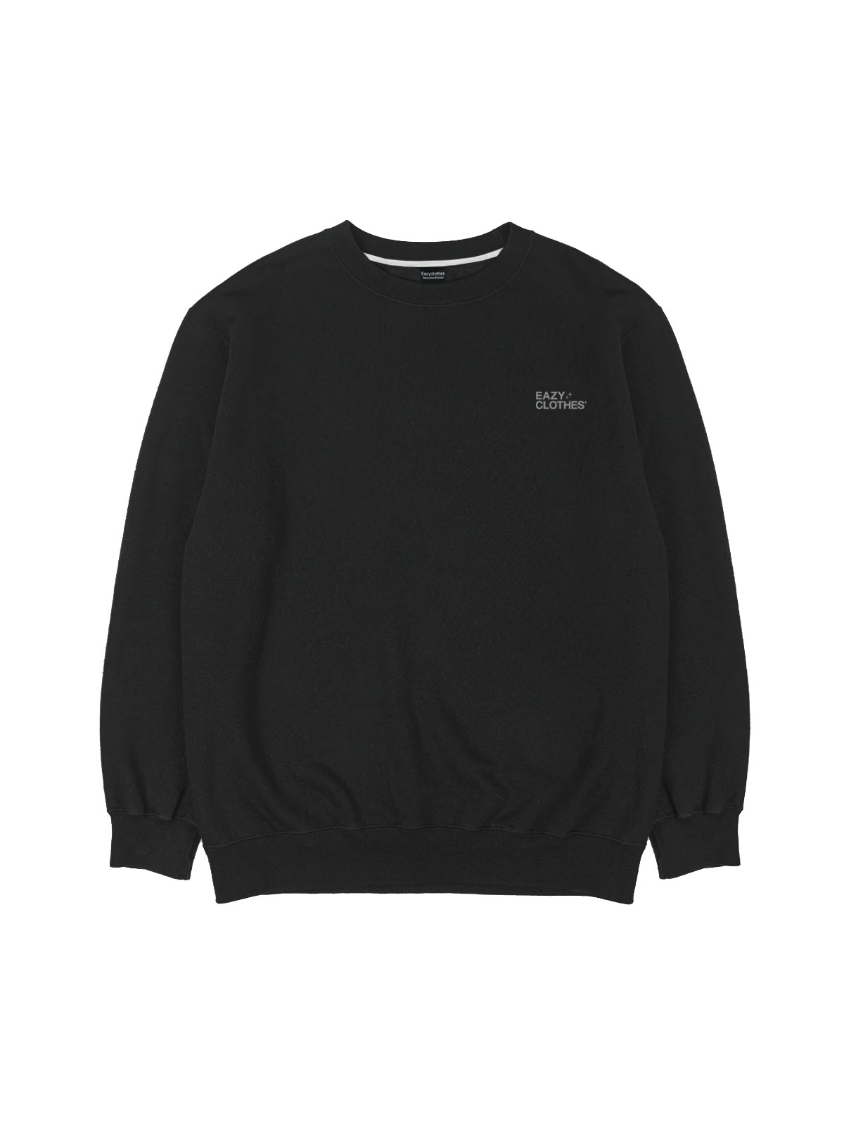 Eazy Basic Oversize Unisex Bisiklet Yaka İnce Sweatshirt - Siyah