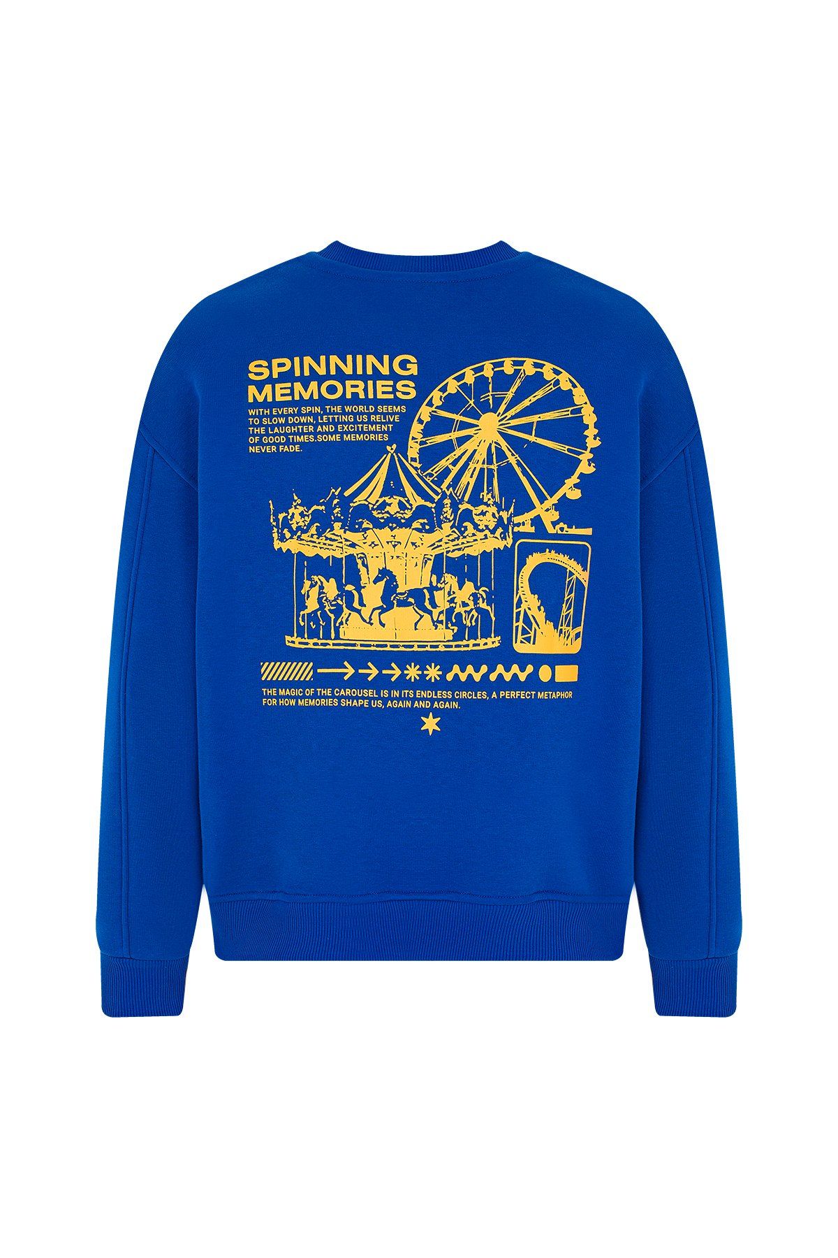 Eazy Spinning Memories Oversize Unisex Bisiklet Yaka Kalın Sweatshirt