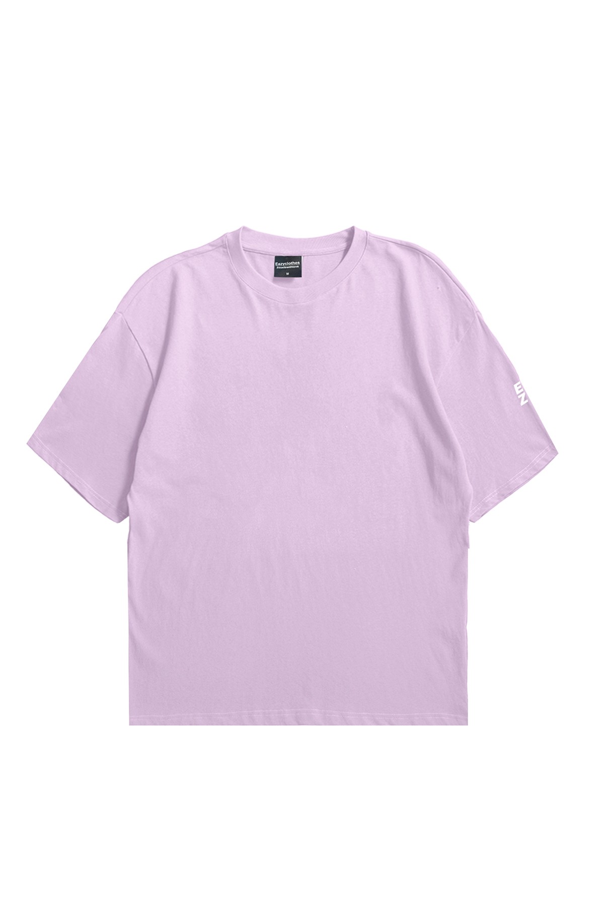 EAZY Unisex Oversize Baskılı Kısa Kollu Basic T-Shirt - Lila