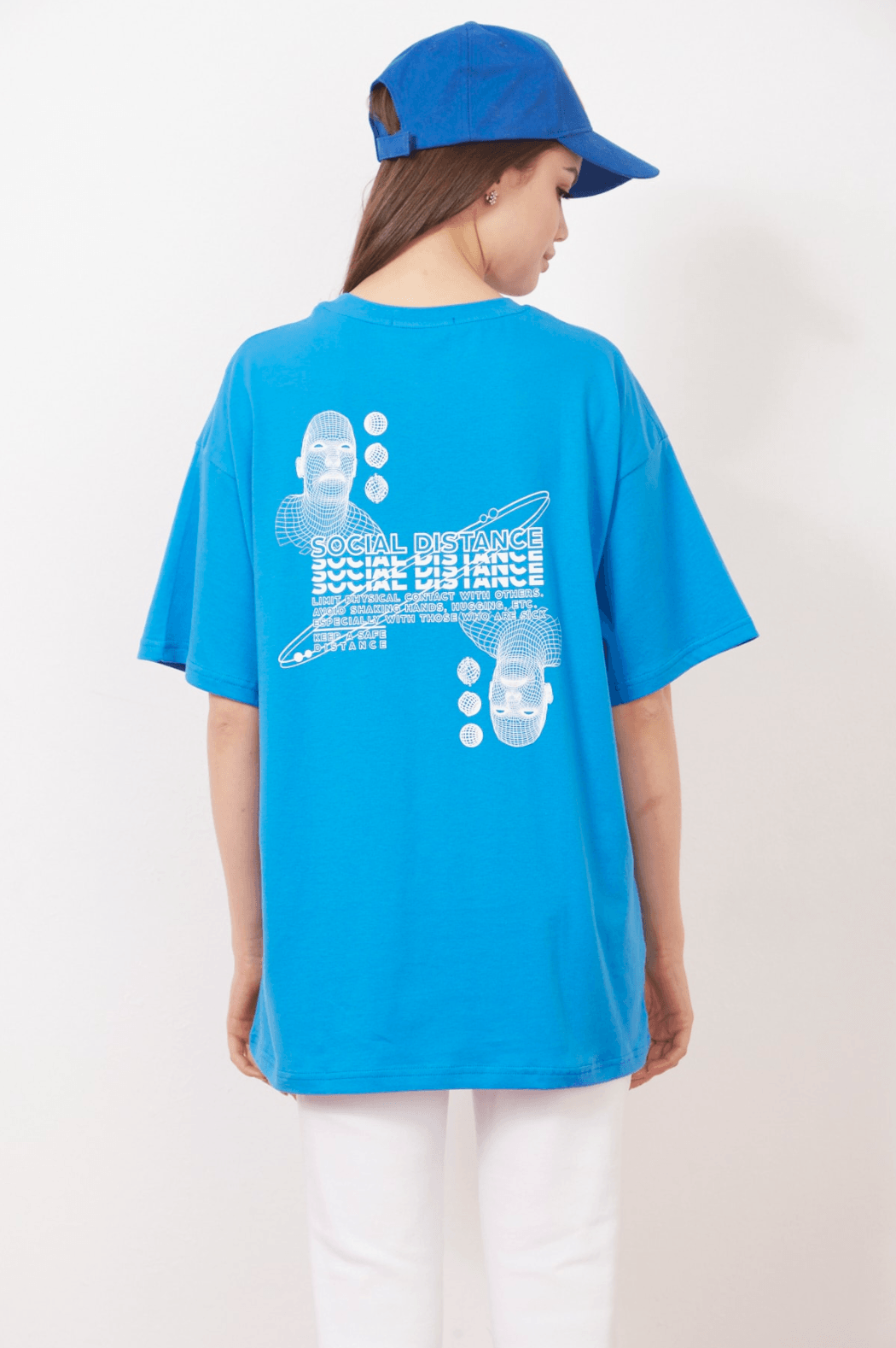 EAZY Social Distance Unisex Oversize Baskılı Kısa Kollu T-Shirt