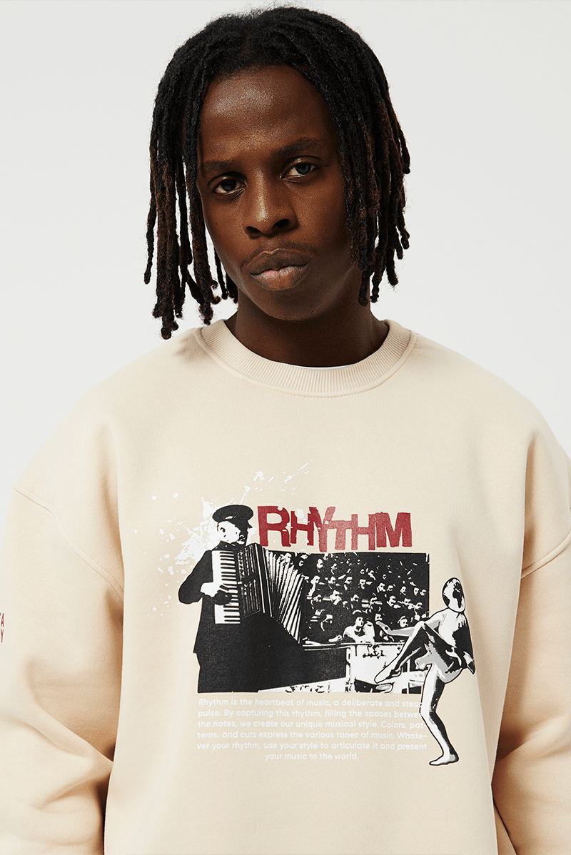 Eazy Rhythm Oversize Unisex Bisiklet Yaka Kalın Sweatshirt