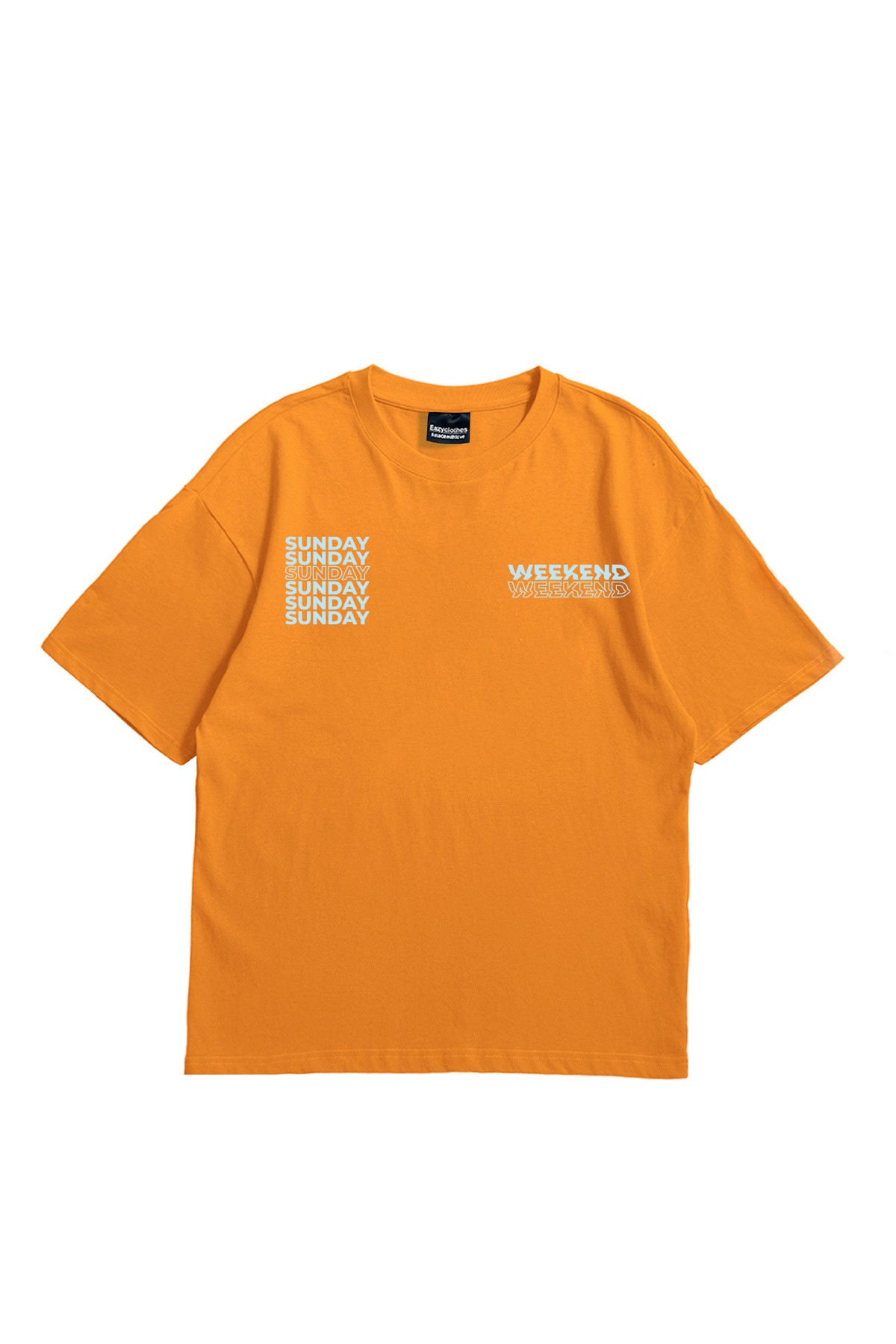 EAZY Weekend Unisex Oversize Baskılı Kısa Kollu T-Shirt - Turuncu