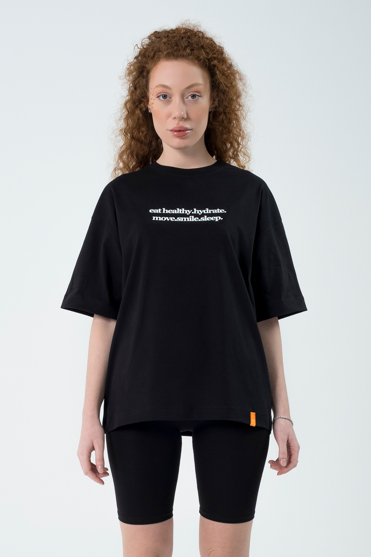 Eazy Eat Healthy Unisex Extra Oversize Baskılı Kısa Kollu T-Shirt