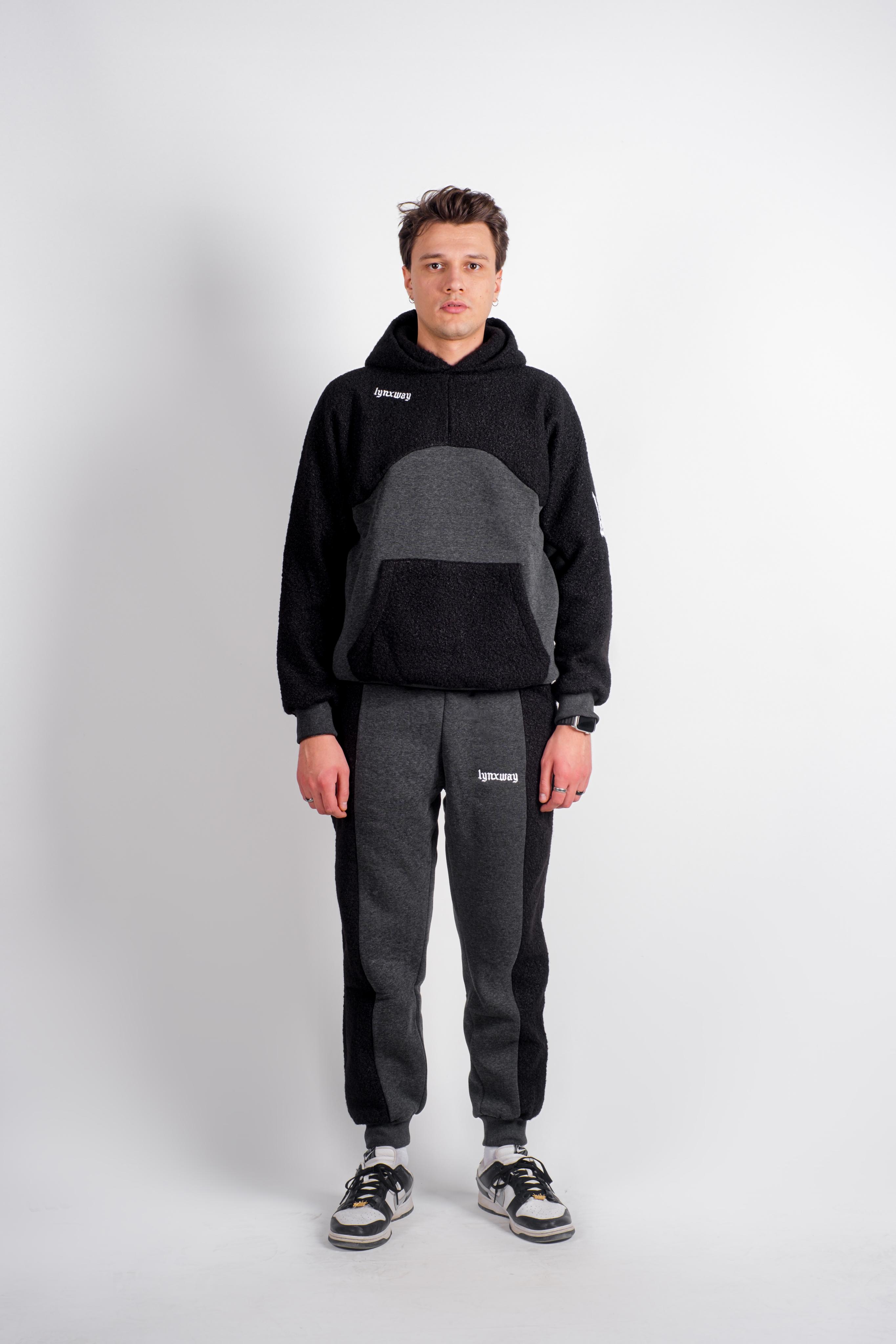 Siyah Antrasit Sherpa Sweatpant