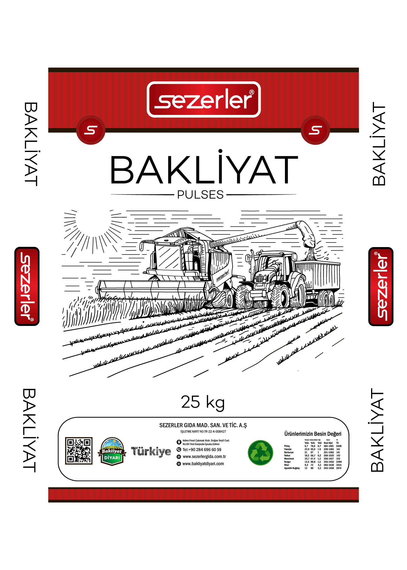 Sezerler Yerli Kırmızı Mercimek 25 kg