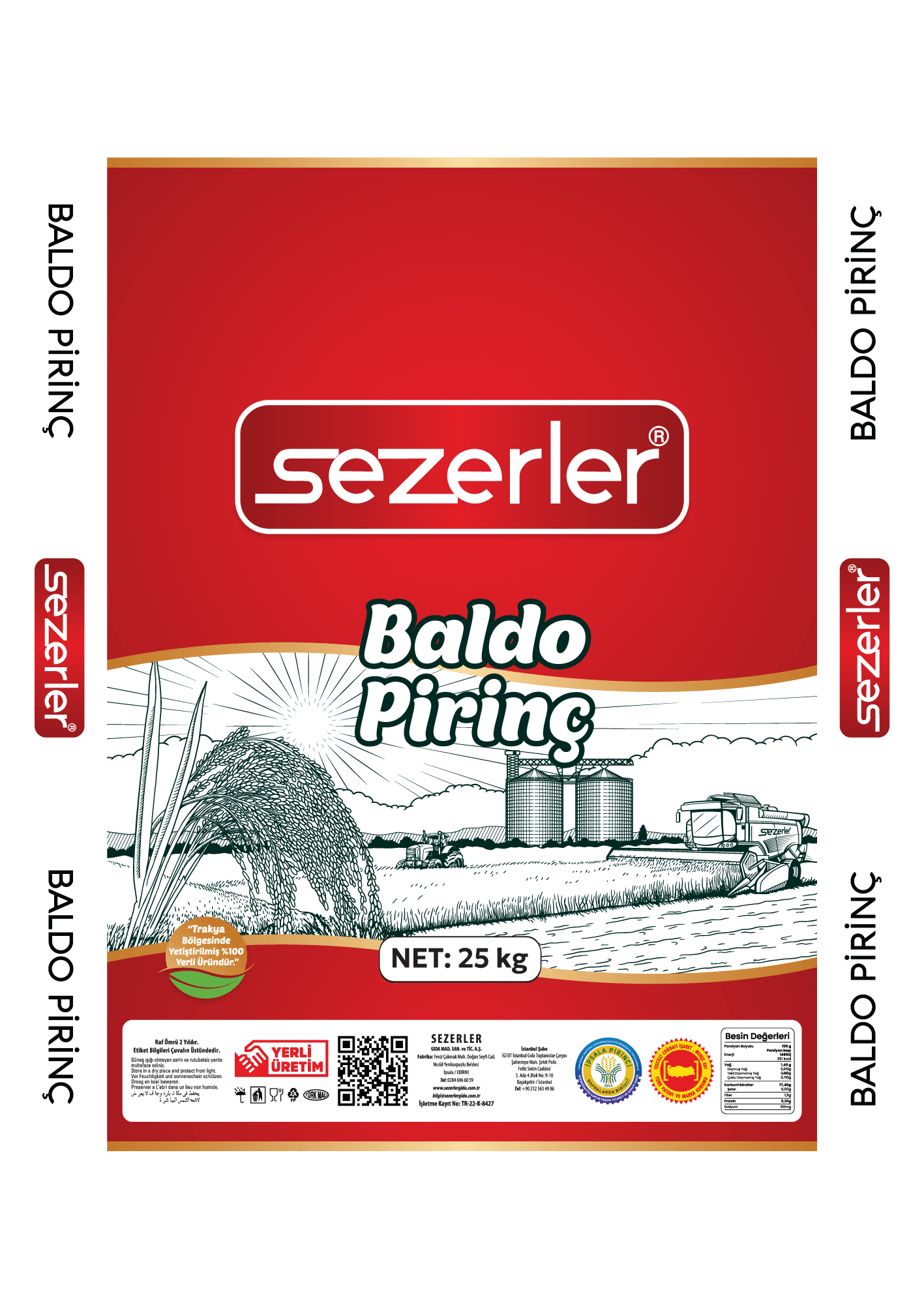 Sezerler Trakya Baldo Pirinç 25 Kg