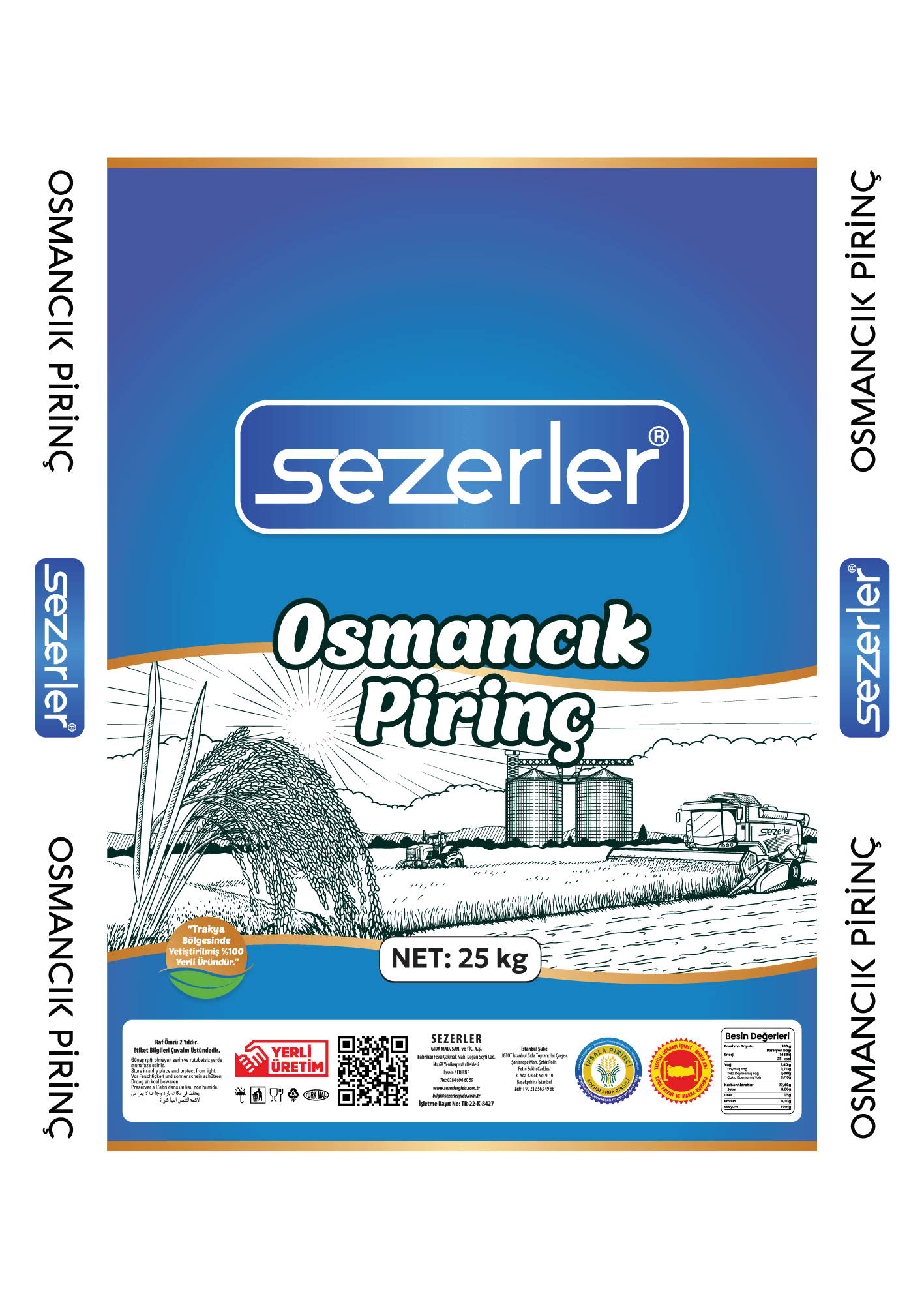 Sezerler Osmancık (Yatkın) Pirinç 25 Kg