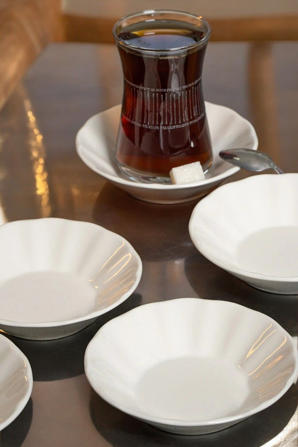 Acem klasik 6 Adet Çay tabağı 11 cm porselen - krem