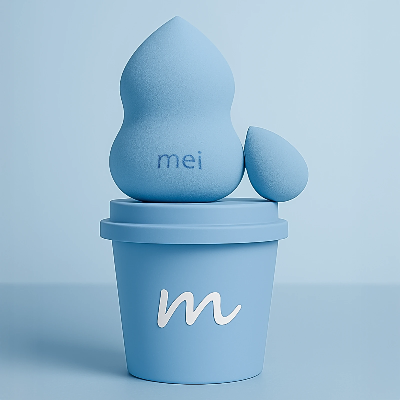 Makyaj Süngeri Fondöten Emmeyen Sponge Coffee Cup Hijyenik Mavi 1 Pro 1 Mini