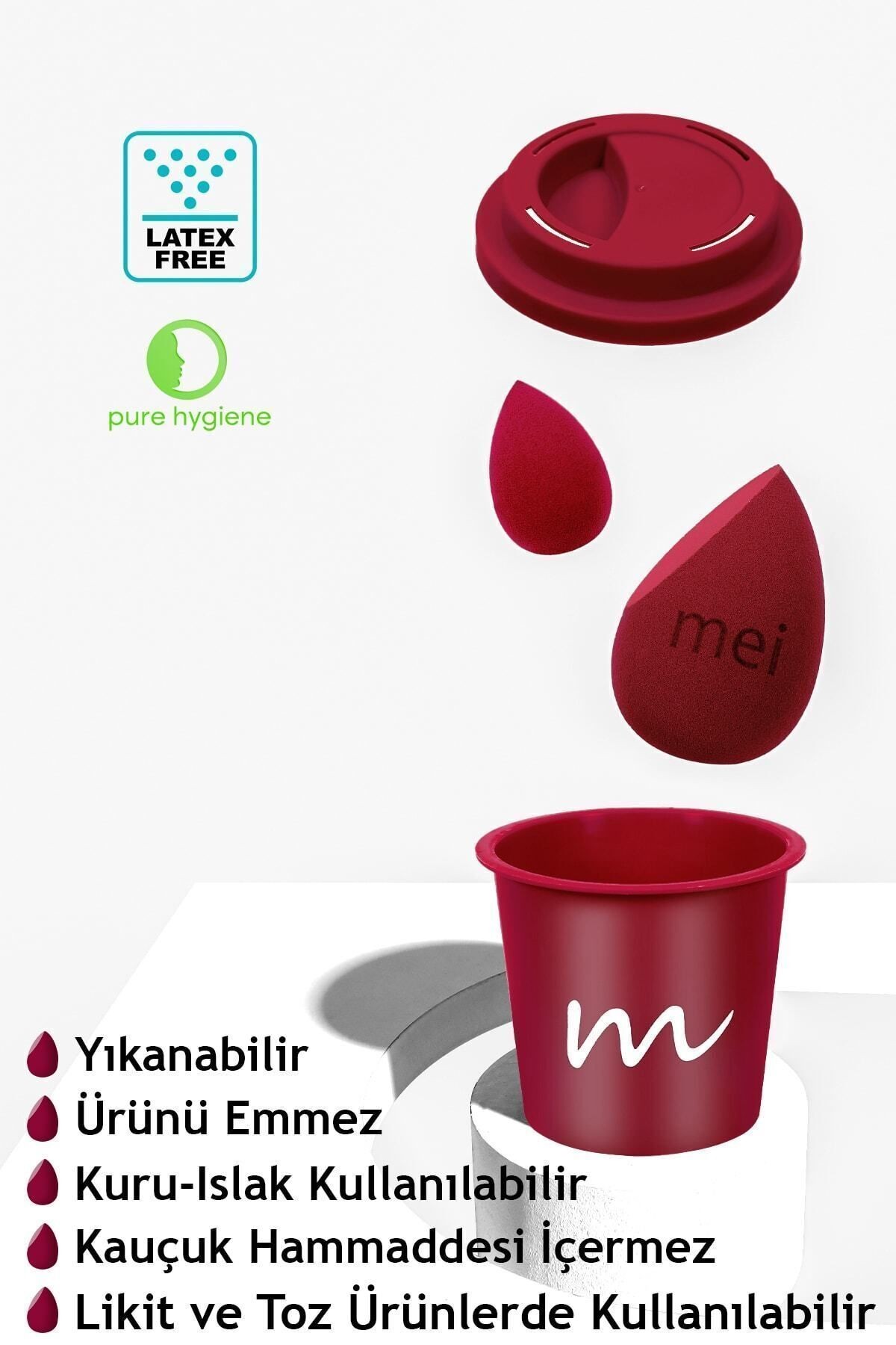 Makyaj Süngeri Fondöten Emmeyen Sponge Coffee Cup Hijyenik Bordo 1 Pro 1 Mini