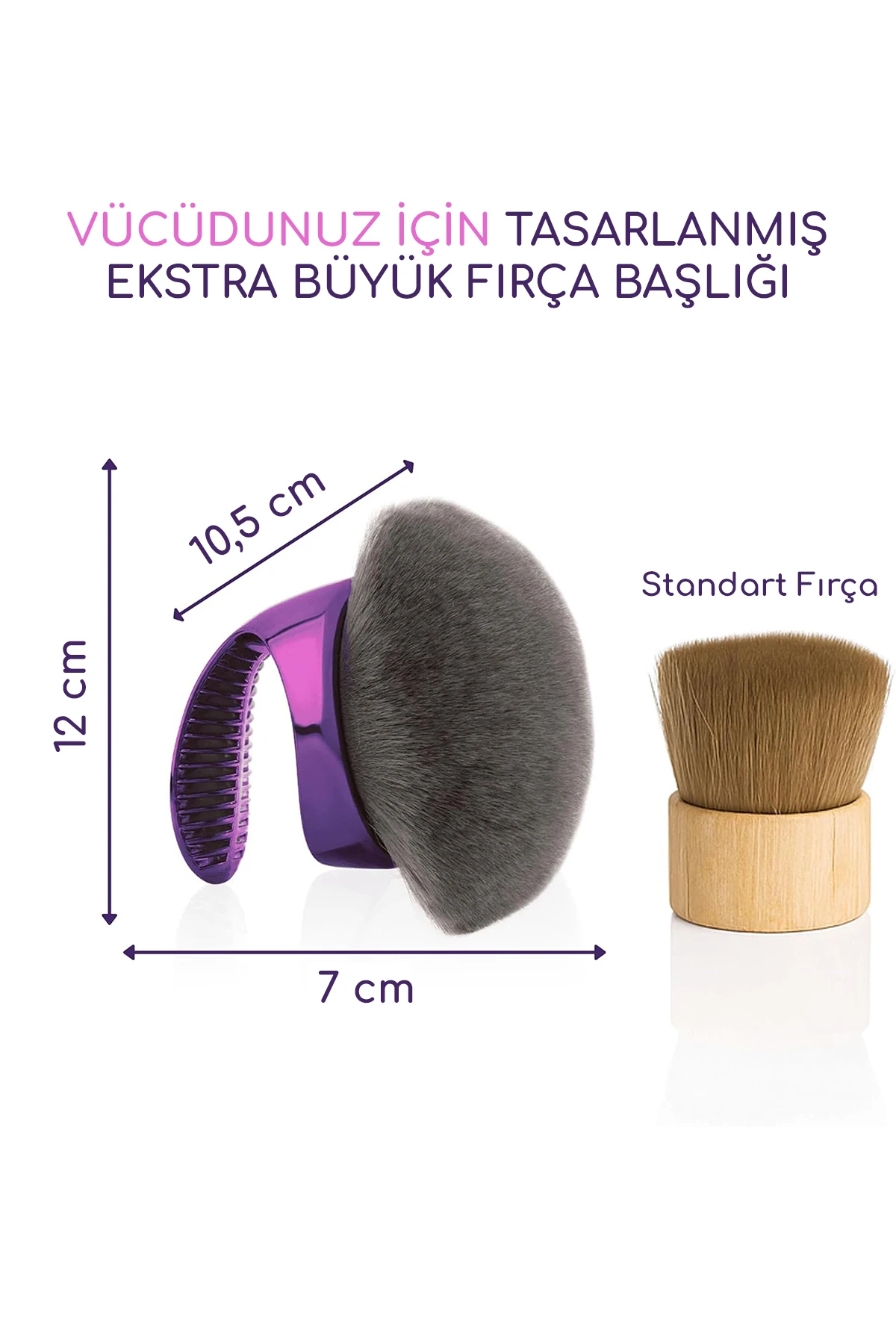 Vücut Makyaj Fırçası Büyük Oval Kabuki Brush Yumuşak Kıllı | Taşıma Keseli