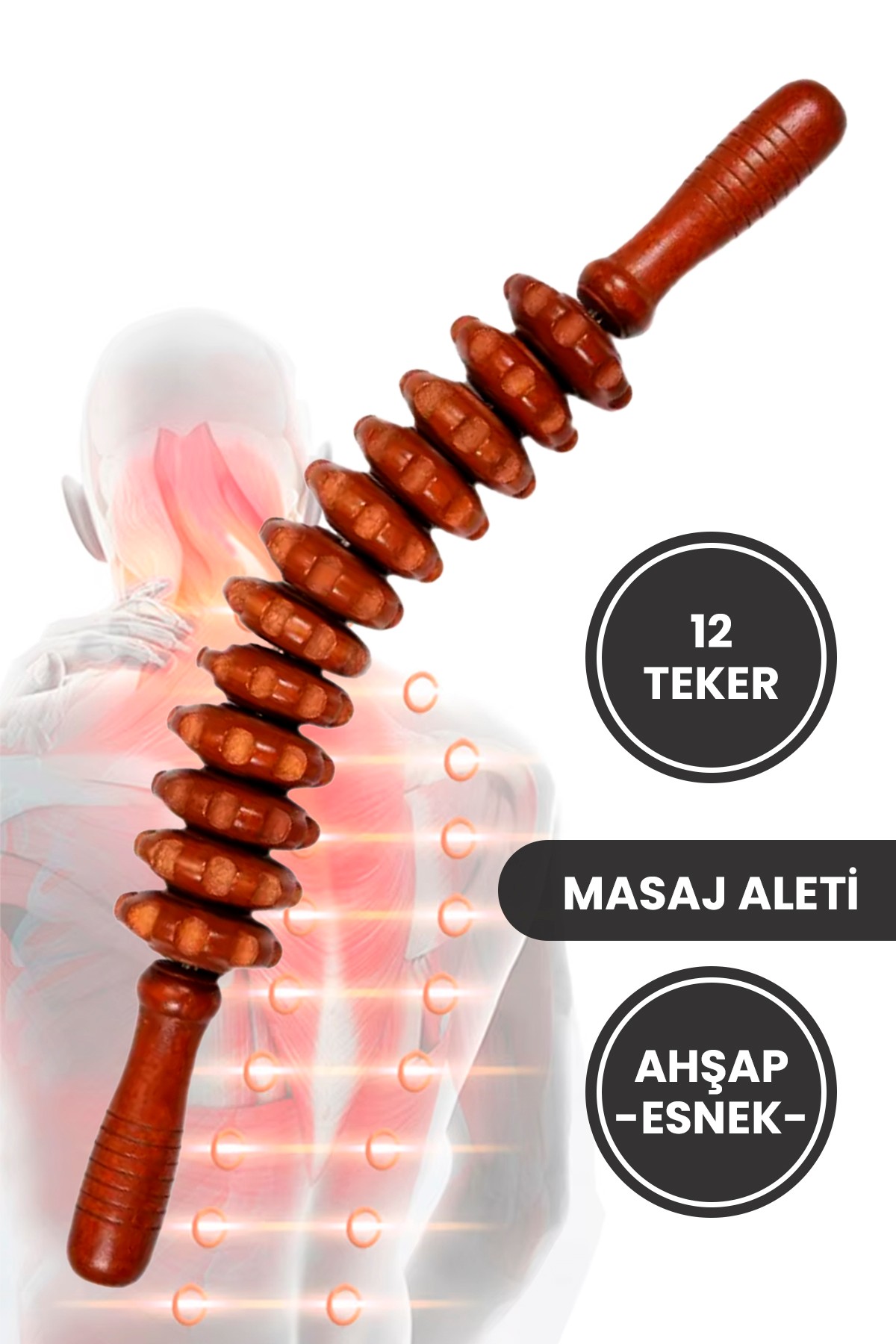Esnek 12 Tekerlekli Ahşap Gua Sha Masaj Çubuğu | Lenf Drenajı ve Selülit Karşıtı Roller