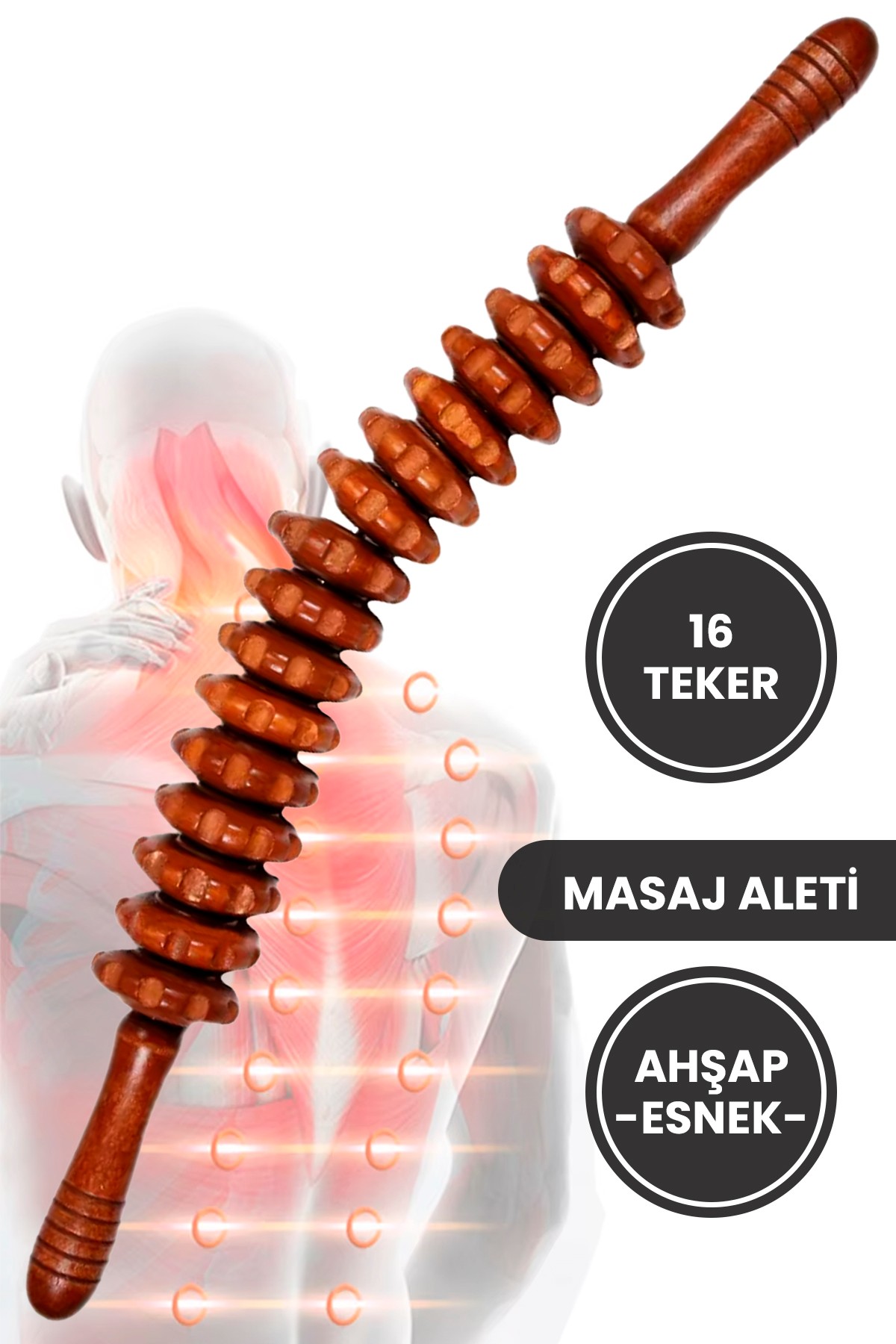 Esnek 16 Tekerlekli Ahşap Gua Sha Masaj Çubuğu | Lenf Drenajı ve Selülit Karşıtı Roller