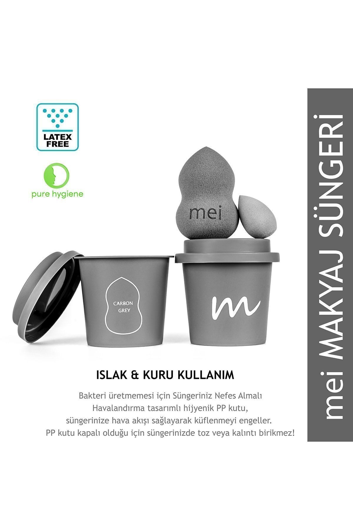 Makyaj Süngeri Fondöten Emmeyen Sponge Coffee Cup Hijyenik Gri 1 Pro 1 Mini