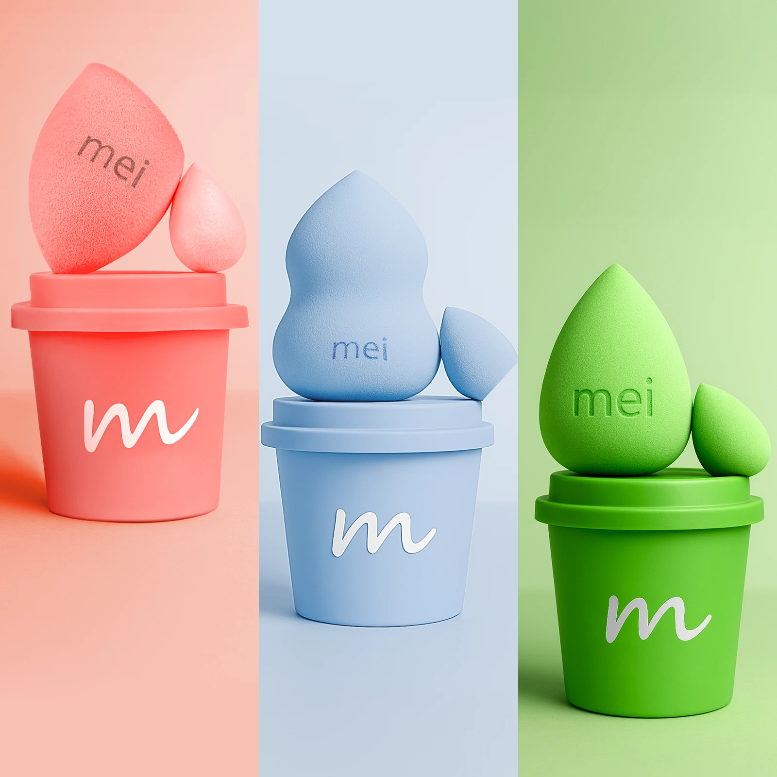 Makyaj Süngeri 3lü Set 3 Pro 3 Mini Coffee Cup Hijyenik Light
