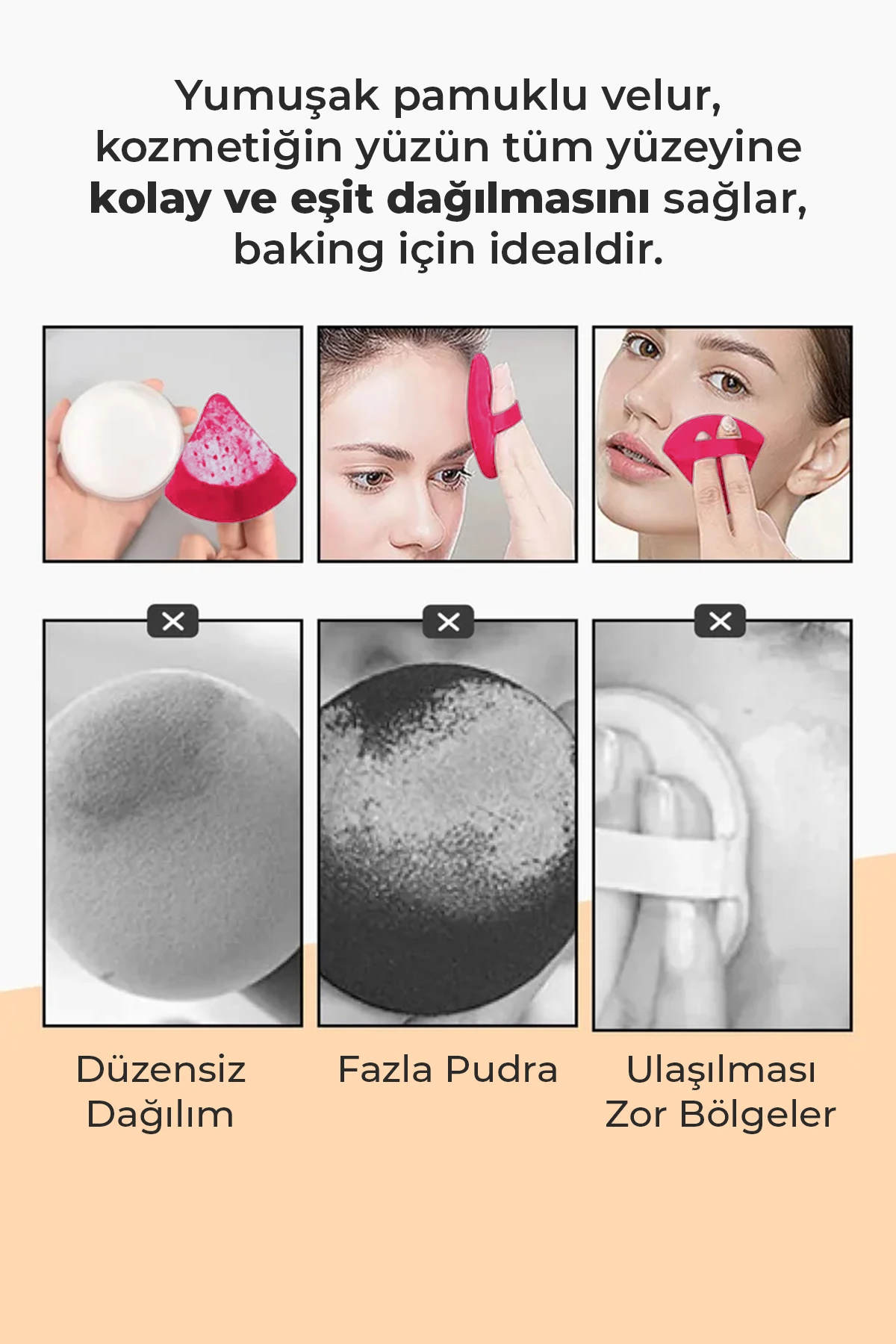 Üçgen Pudra Pufu ve Makyaj Süngeri 3’lü Set Kumaş Kese Bordo