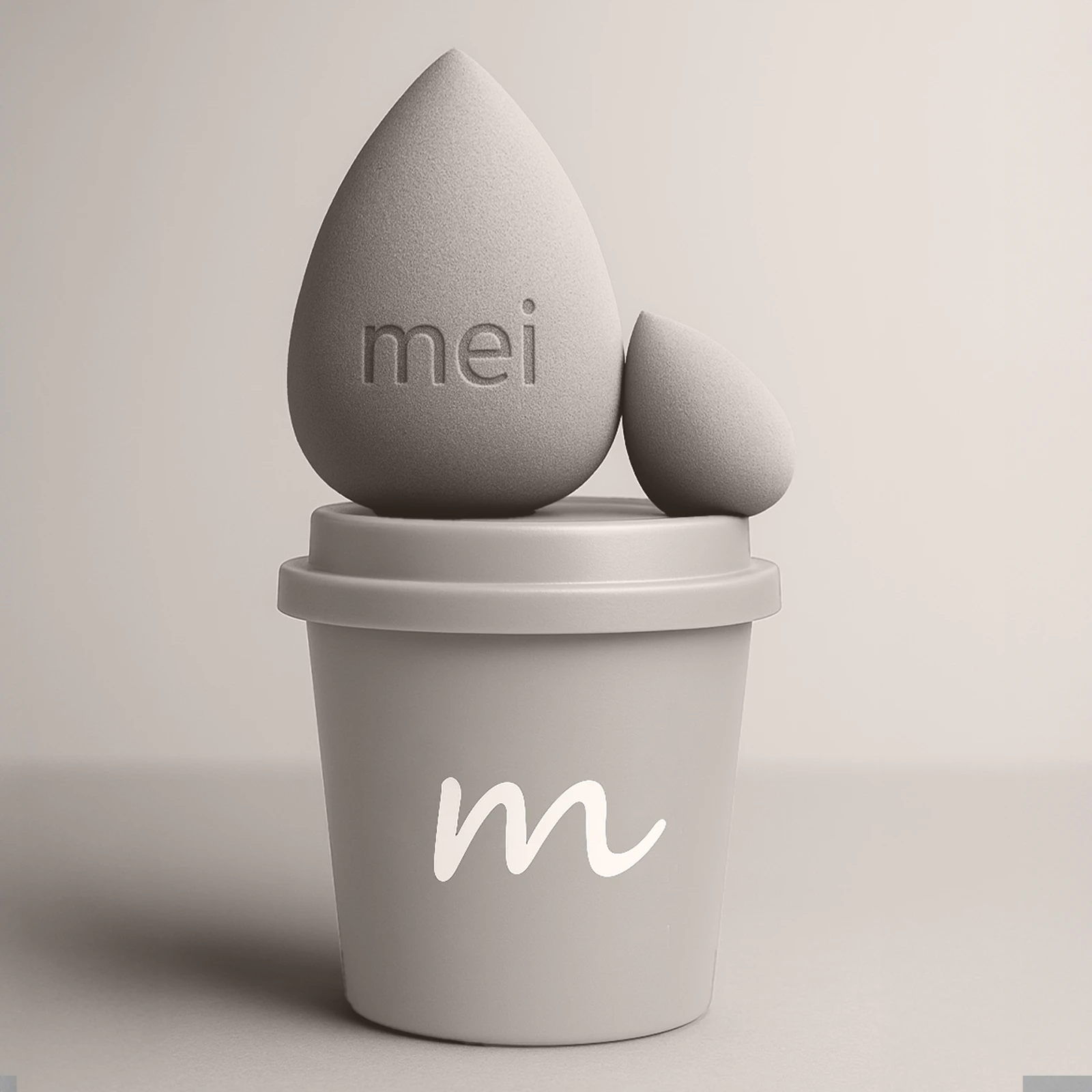 Makyaj Süngeri Fondöten Emmeyen Sponge Coffee Cup Hijyenik Açık Gri 1 Pro 1 Mini