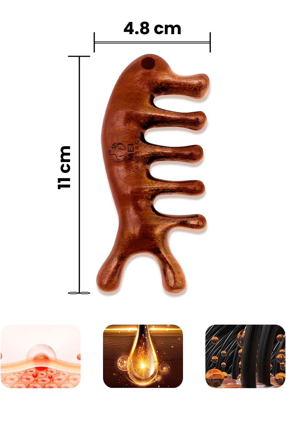 Mei Sandal Ağacı Gua Sha Doğal Terapi Masaj cihazı Yüz & El & Tüm Vücut & Saç Bakım