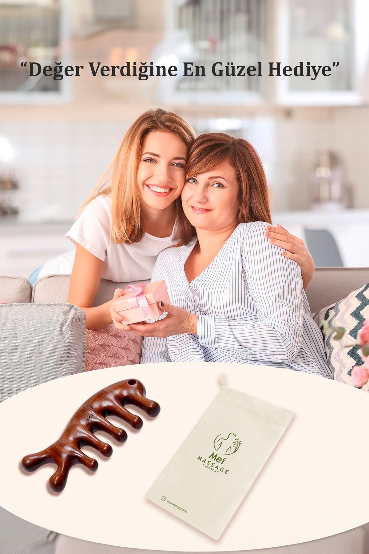 Mei Sandal Ağacı Gua Sha Doğal Terapi Masaj cihazı Yüz & El & Tüm Vücut & Saç Bakım
