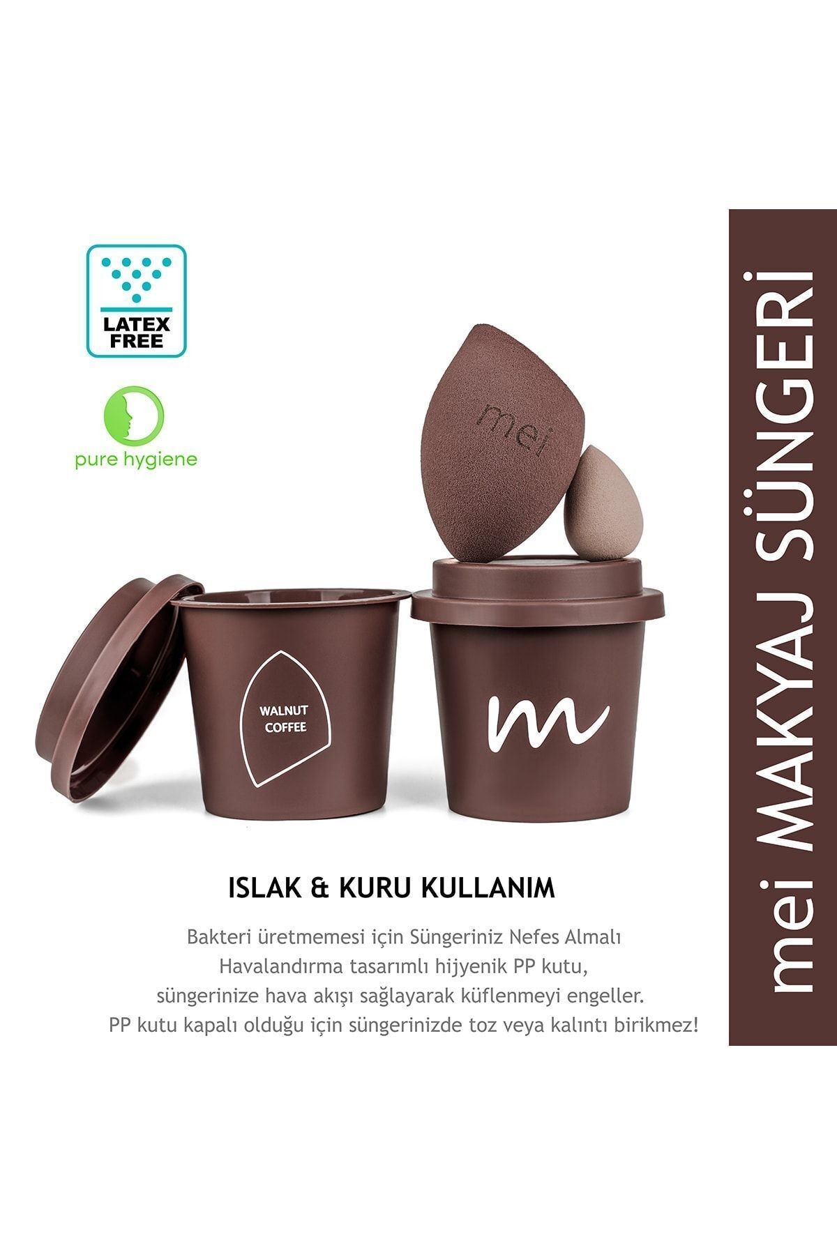 Makyaj Süngeri Fondöten Emmeyen Sponge Coffee Cup Hijyenik Kahverengi 1 Pro 1 Mini
