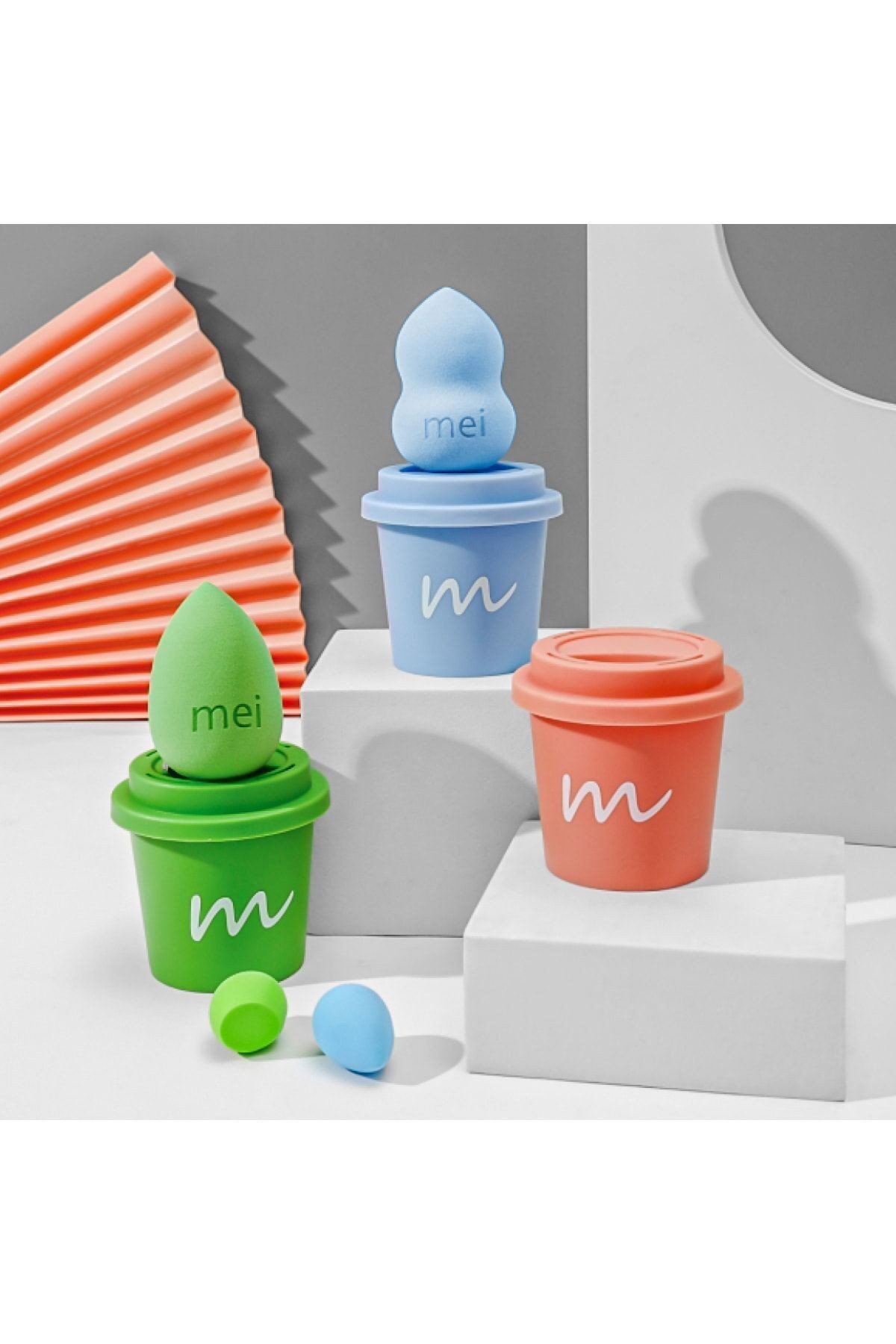 Makyaj Süngeri 3lü Set 3 Pro 3 Mini Coffee Cup Hijyenik Light