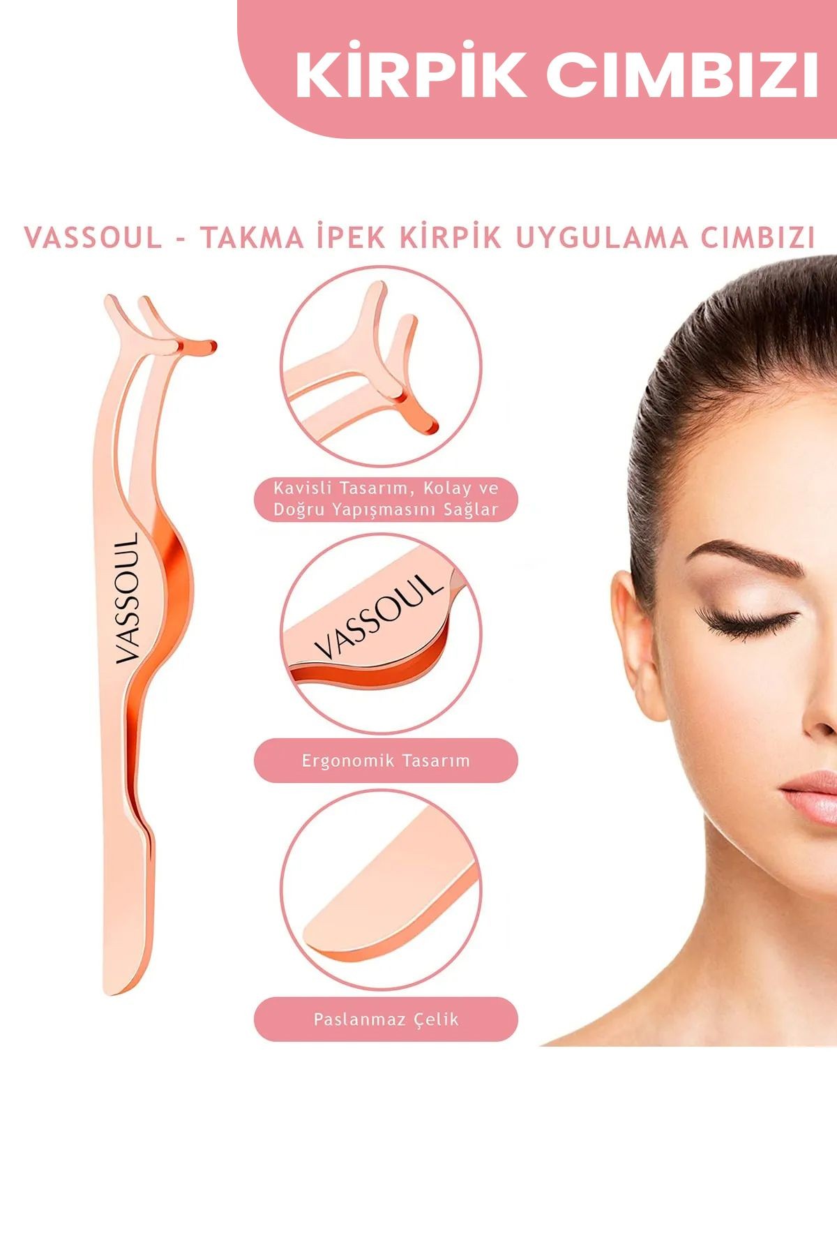 Paslanmaz Çelik Takma Kirpik Cımbızı, Kirpik Tutucu, Takma Kirpik Yapıştırma Sökme Aparatı