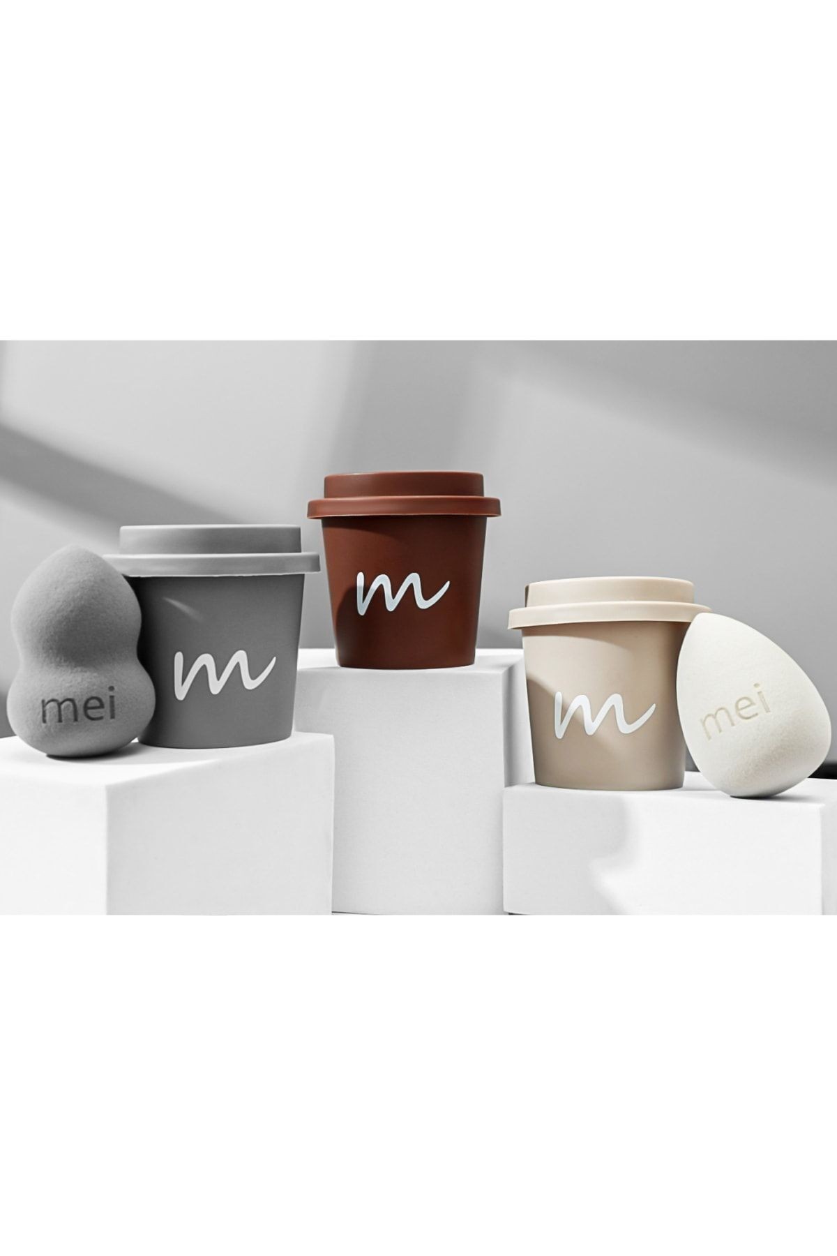Makyaj Süngeri Fondöten Emmeyen Sponge 3lü Set 3 Pro 3 Mini Coffee Cup Hijyenik Dark