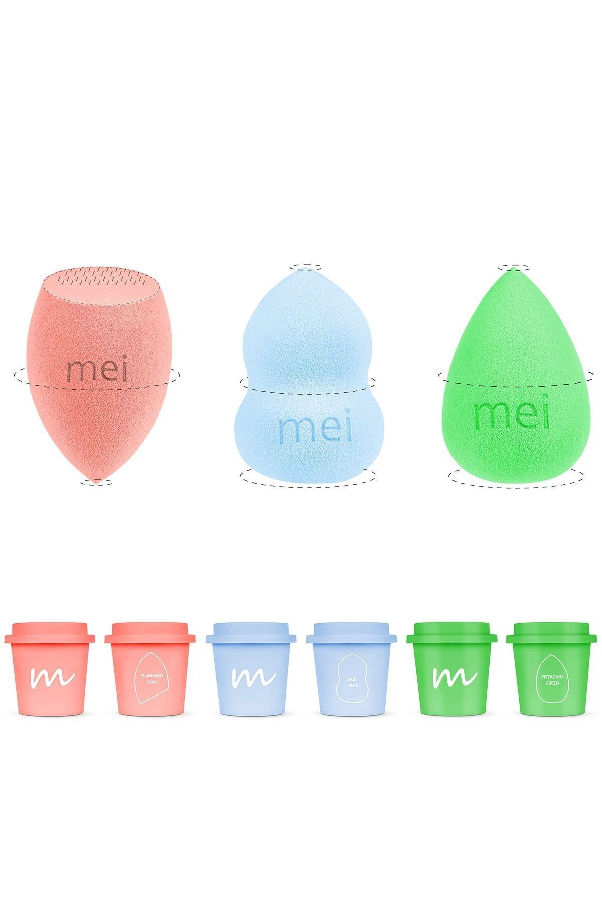 Makyaj Süngeri 3lü Set 3 Pro 3 Mini Coffee Cup Hijyenik Light